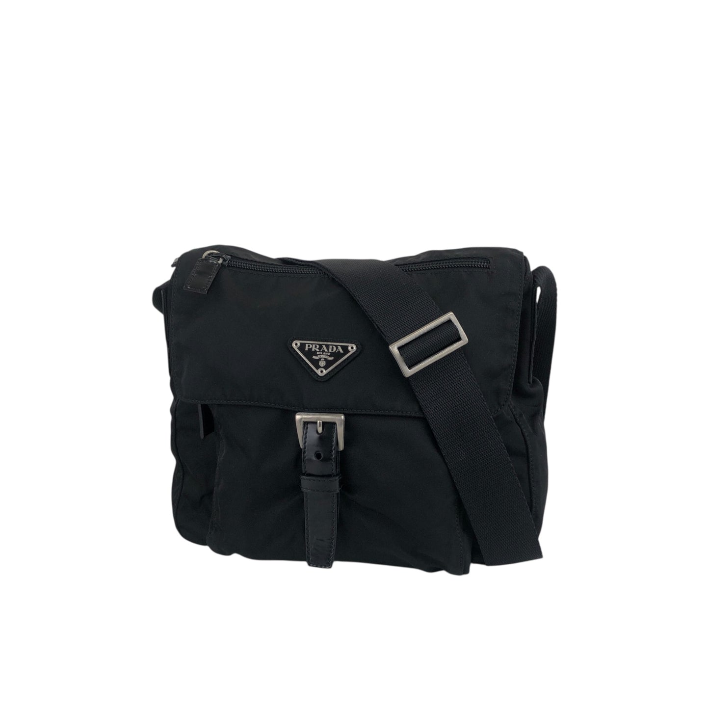 PRADA Triangle Logo Shoulder bag Black Vintage mv3hns