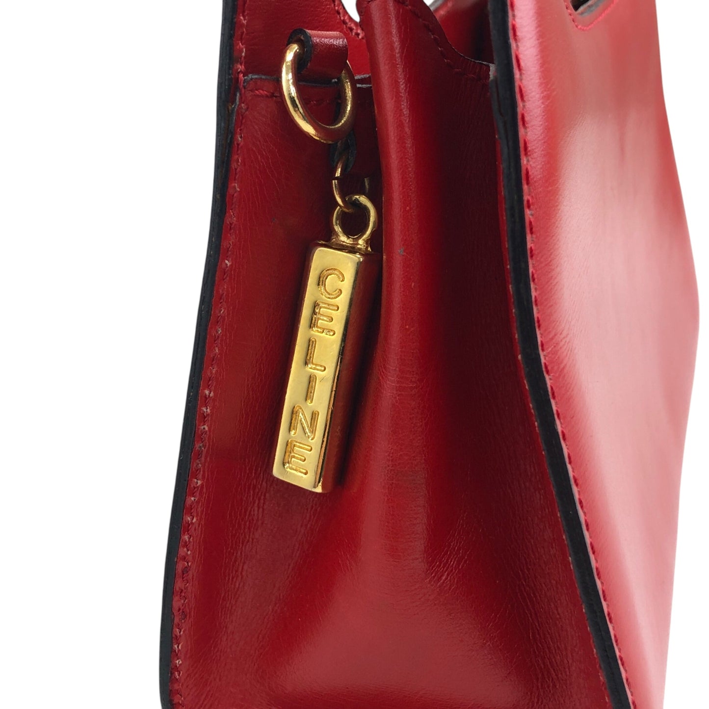 CELINE Two-way Handbag Shoulder bag Red Vintage 23vmug