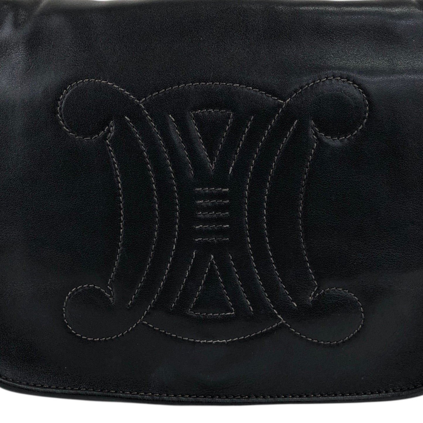 CELINE Blason Chain Shoulder bag Black Vintage jxnmfi