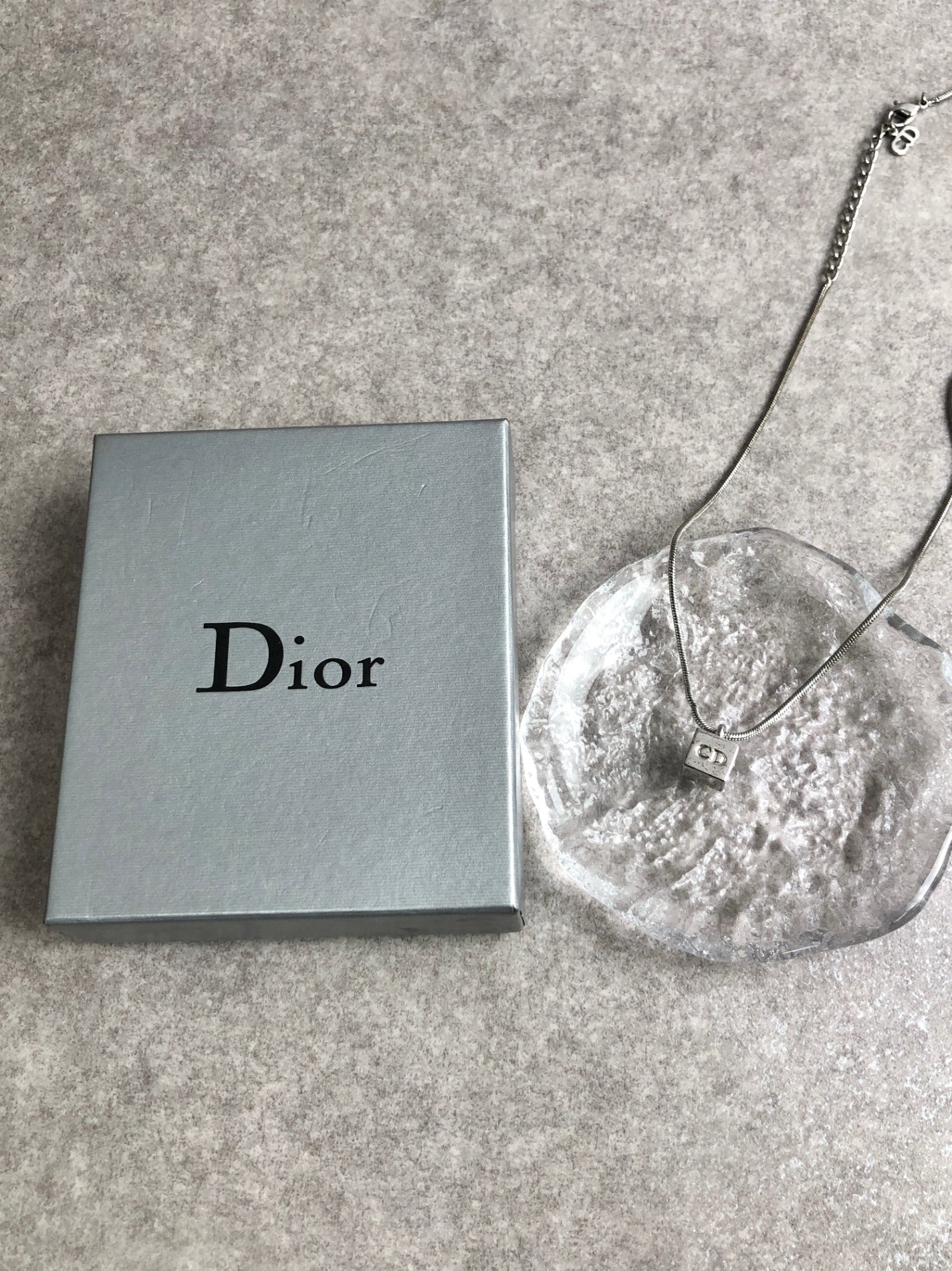 Christian Dior CD Logo Necklace Silver Vintage aurwmg