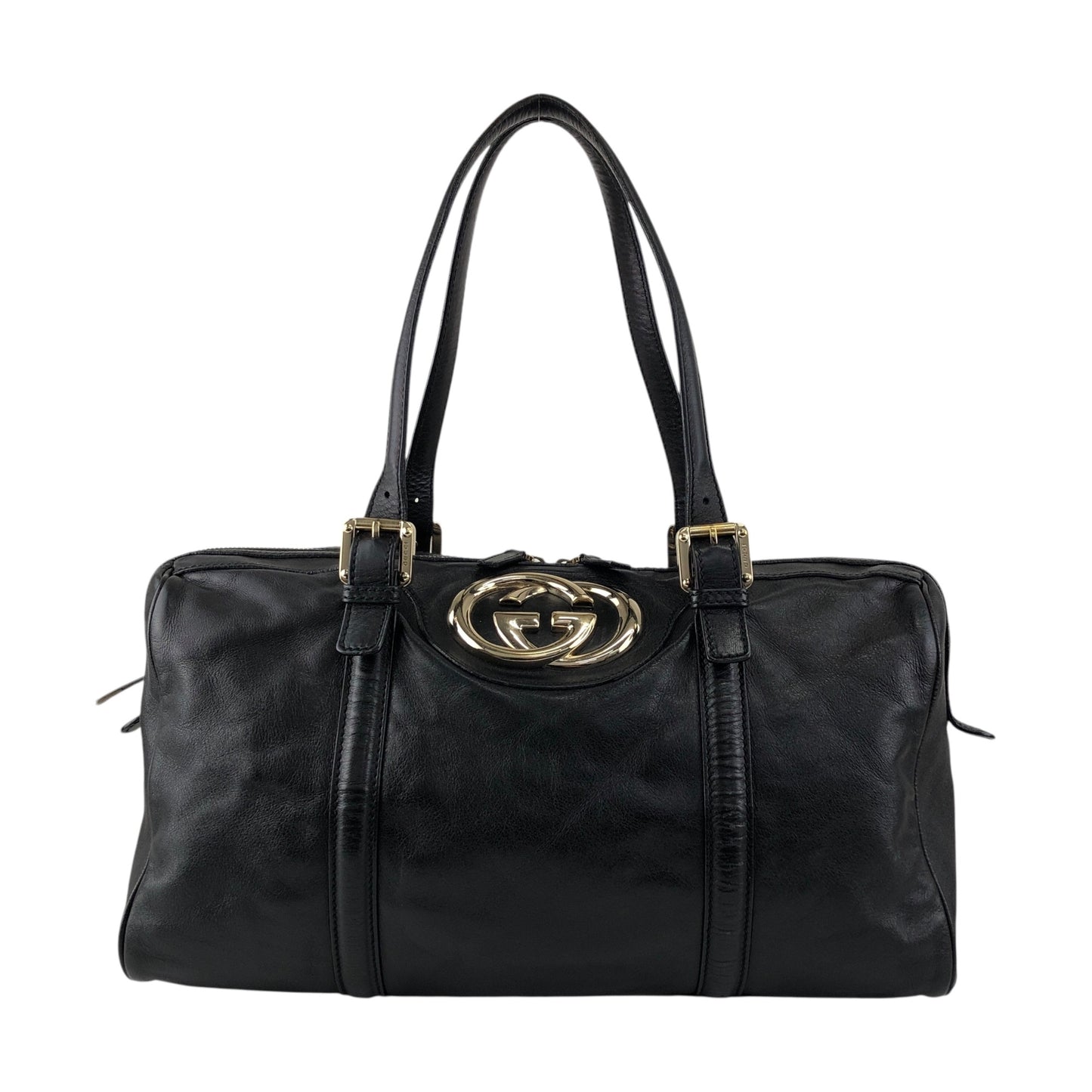 GUCCI GG Motif Small Boston bag Handbag Black Vintage f7jncz