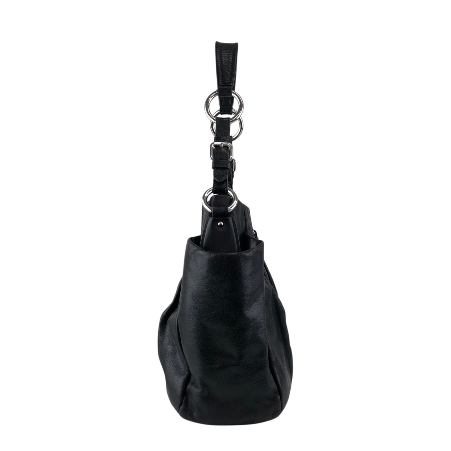 PRADA Logo Shoulder bag Hobobag Black Vintage pbitjd