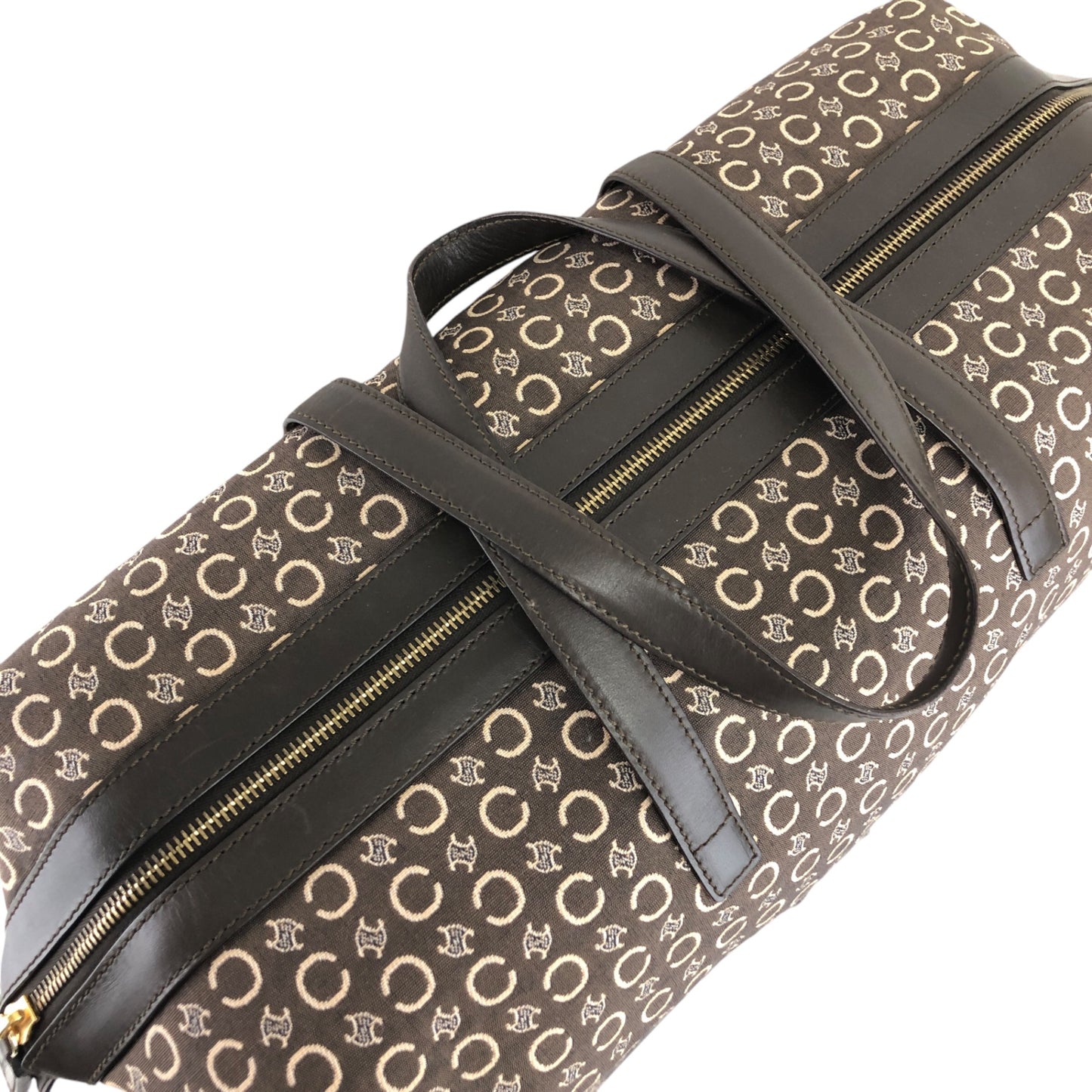 CELINE Macadam Handbag Boston bag Brown Vintage 7kve88