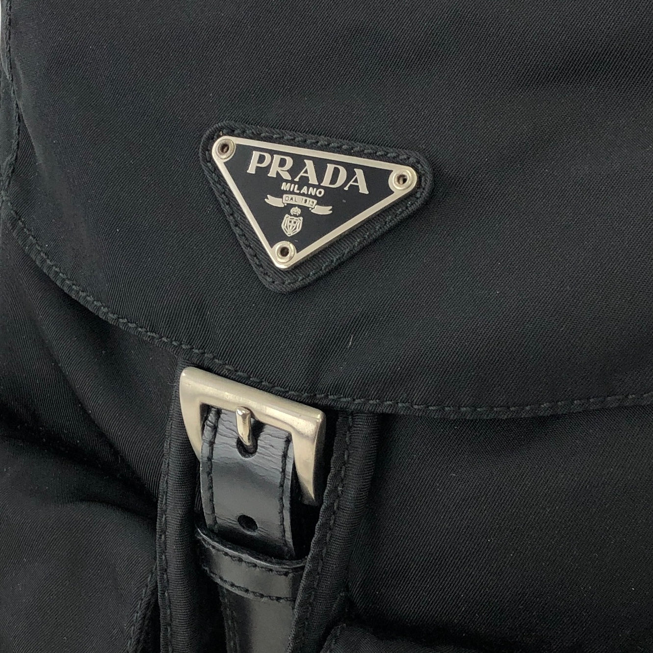 PRADA Triangle Logo Nylon Backpack Black Vintage e87423