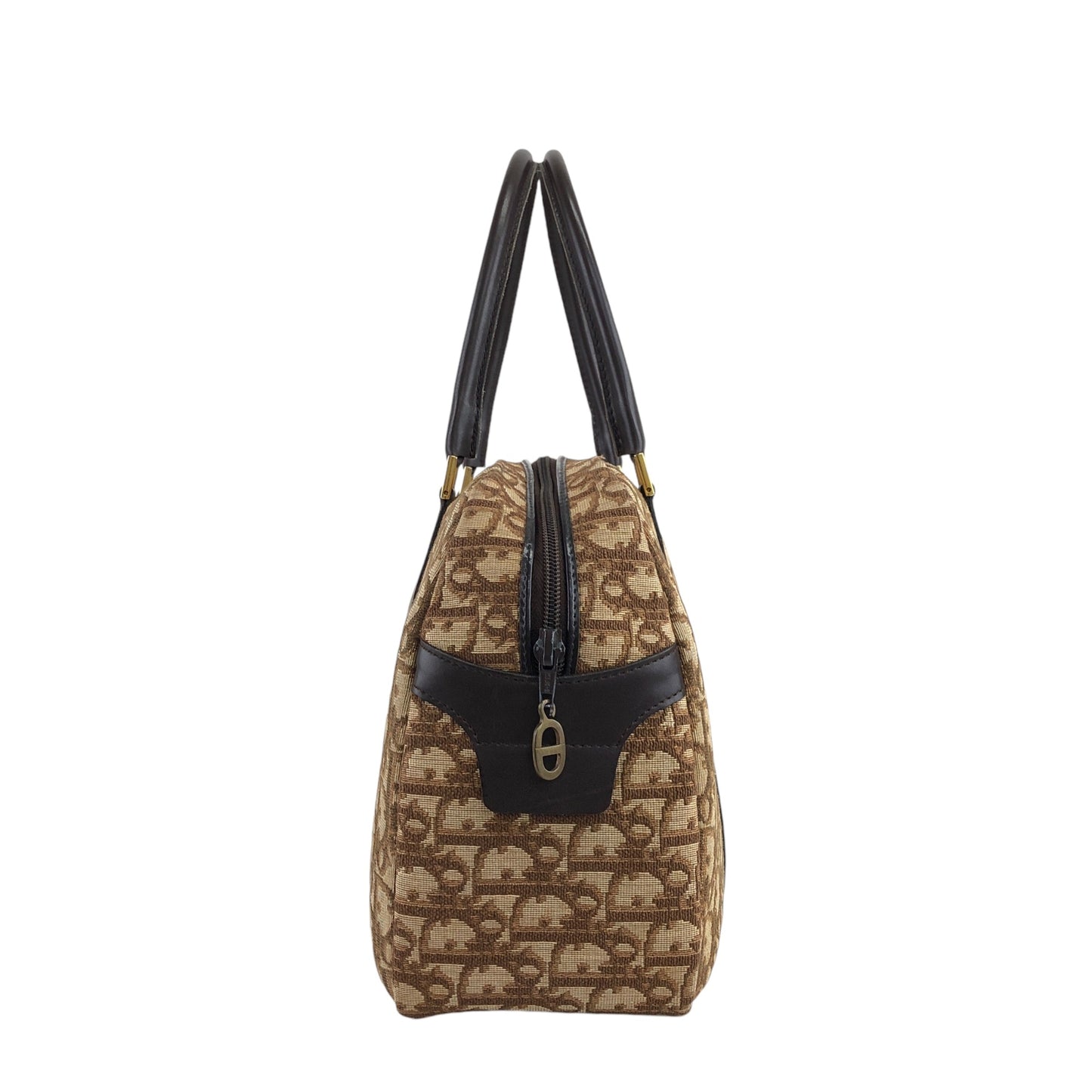 Christian Dior Trotter CD Logo Handbag Boston bag Beige Vintage cse2xn