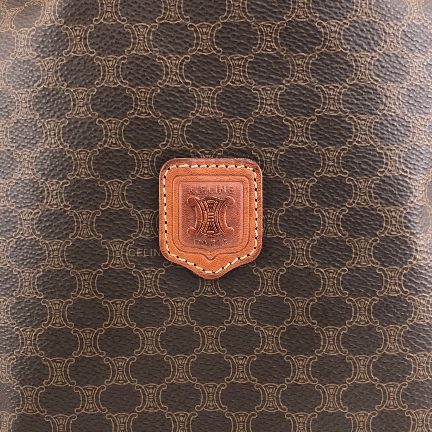 CELINE Macadam Blason Drawstring Small Handbag Pouch Brown Vintage 6ve7d6