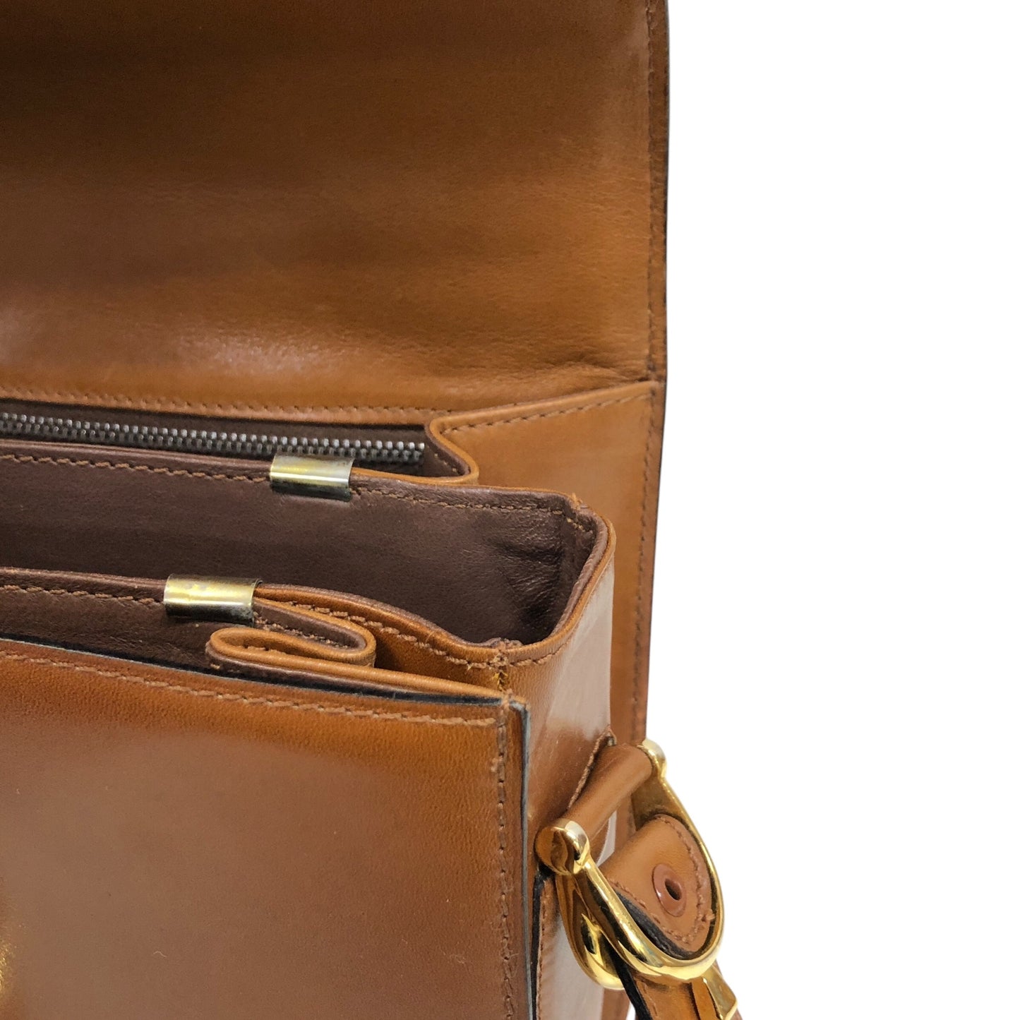 CELINE Emblem Motif Shoulder bag Camel Vintage 4zs7bs