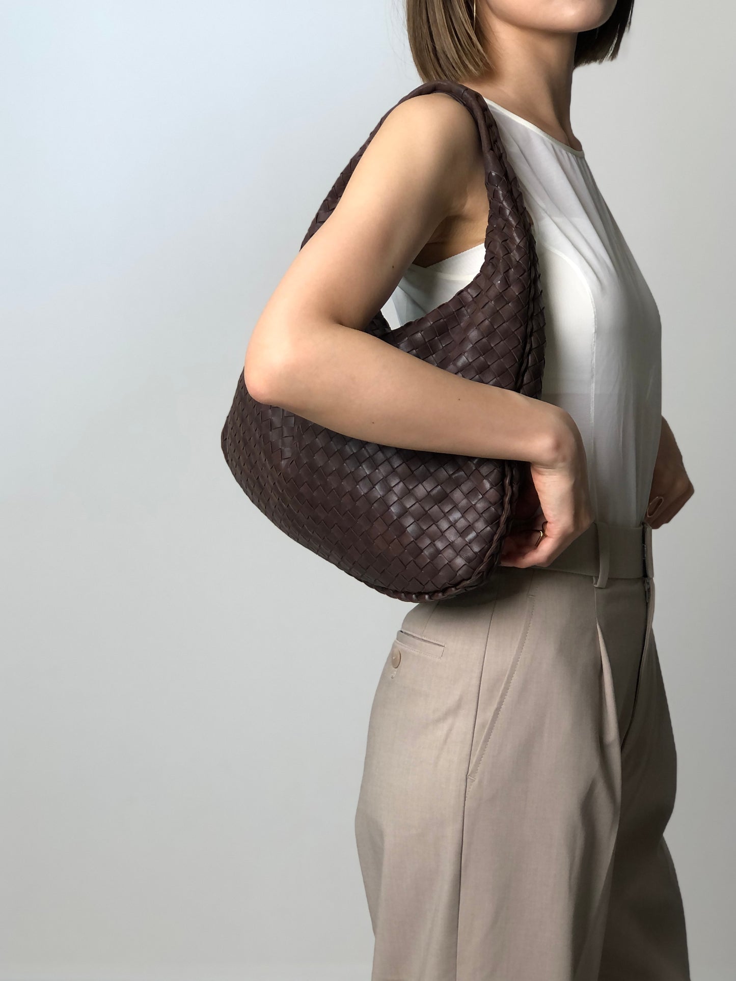 Bottega Veneta Intrecciato Hobobag Handbag Brown Vintage tm87cp