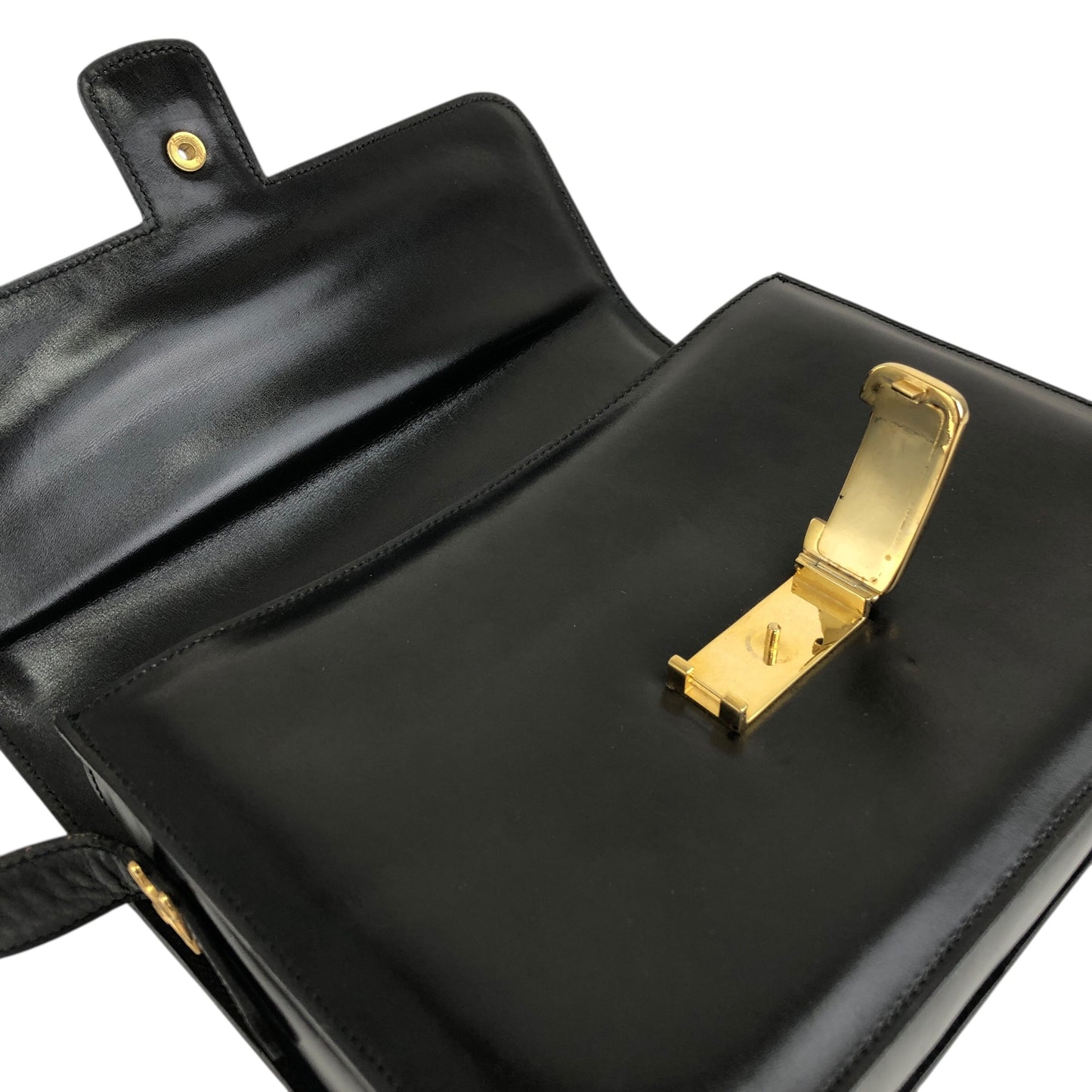 CELINE Triomphe Horse Carriage Shoulder bag Black Vintage pw788h