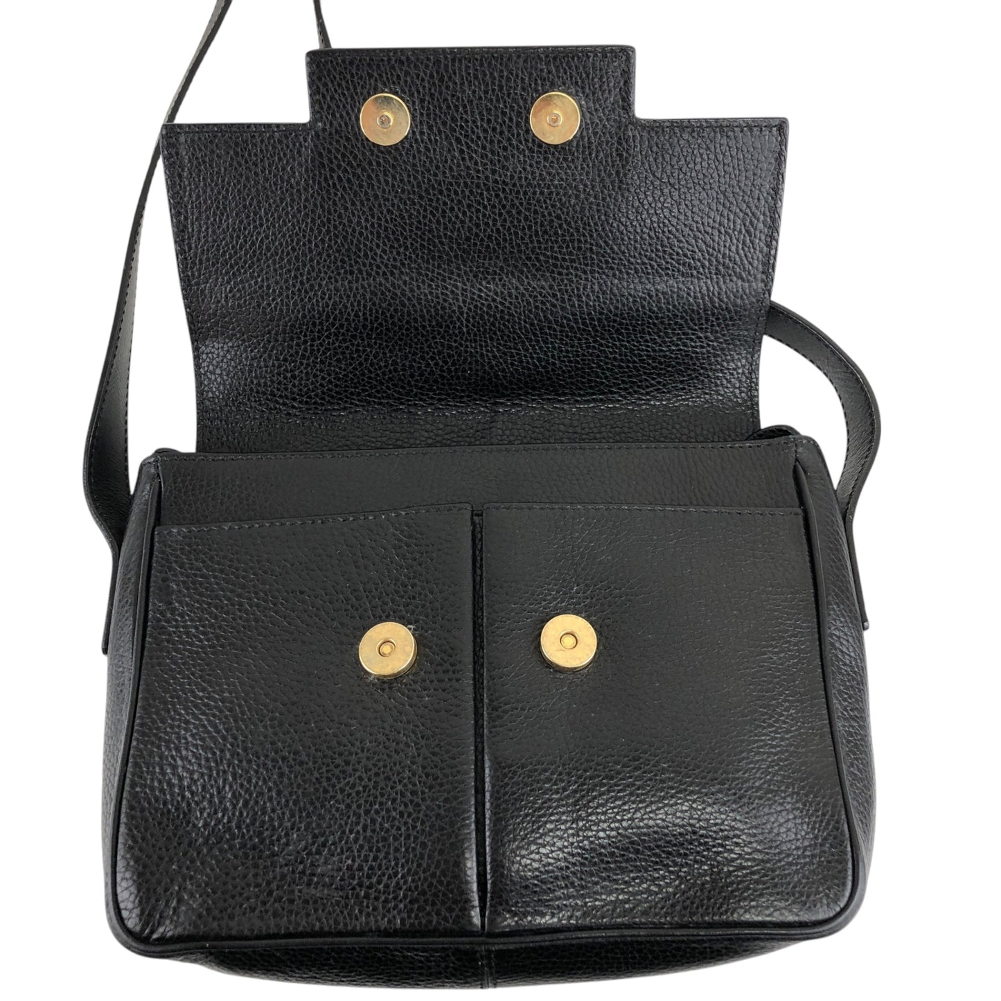 CELINE Logo Embossed Shoulder bag Black Vintage 66np7h