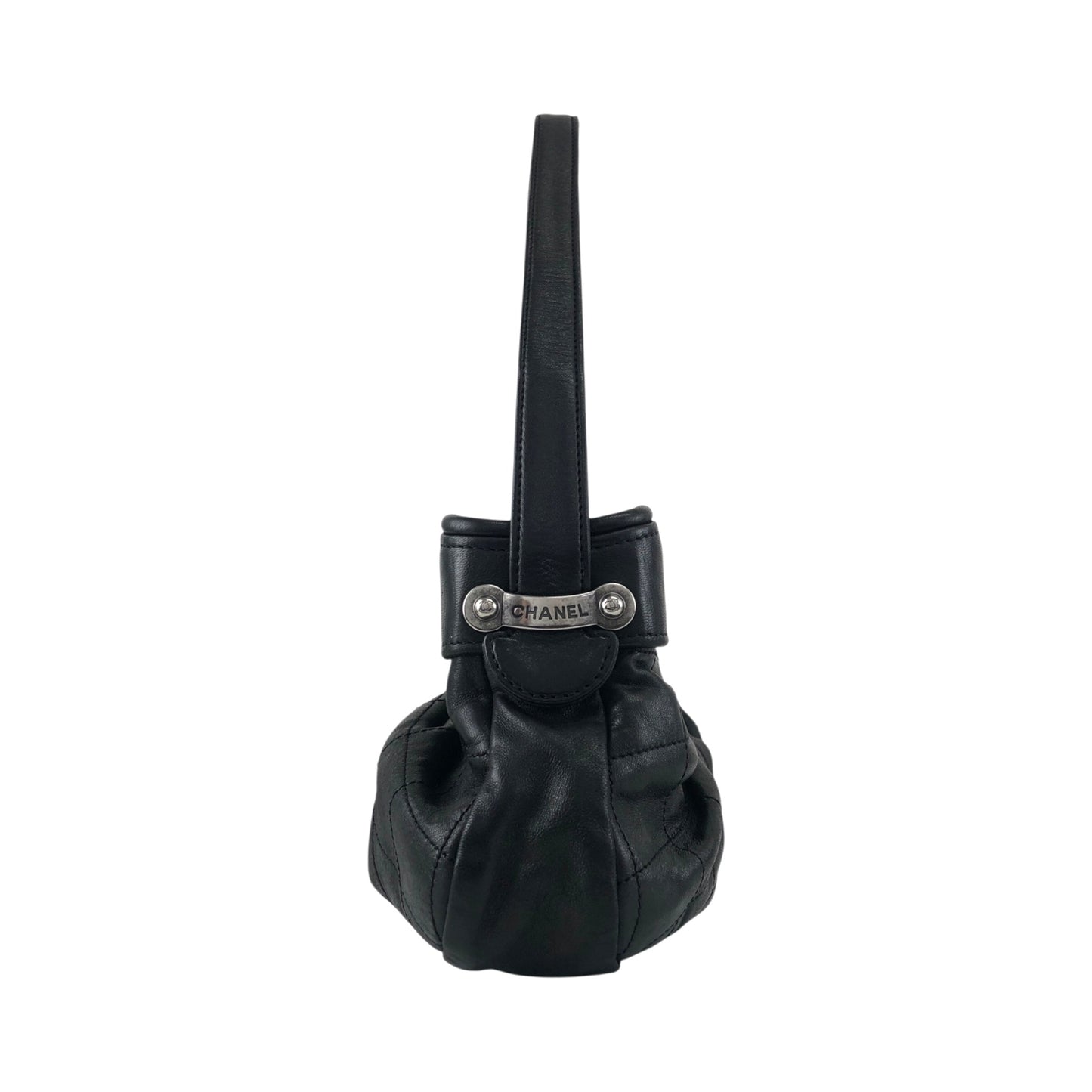 CHANEL Matelasse Logo Shoulder bag Black Vintage mwt523