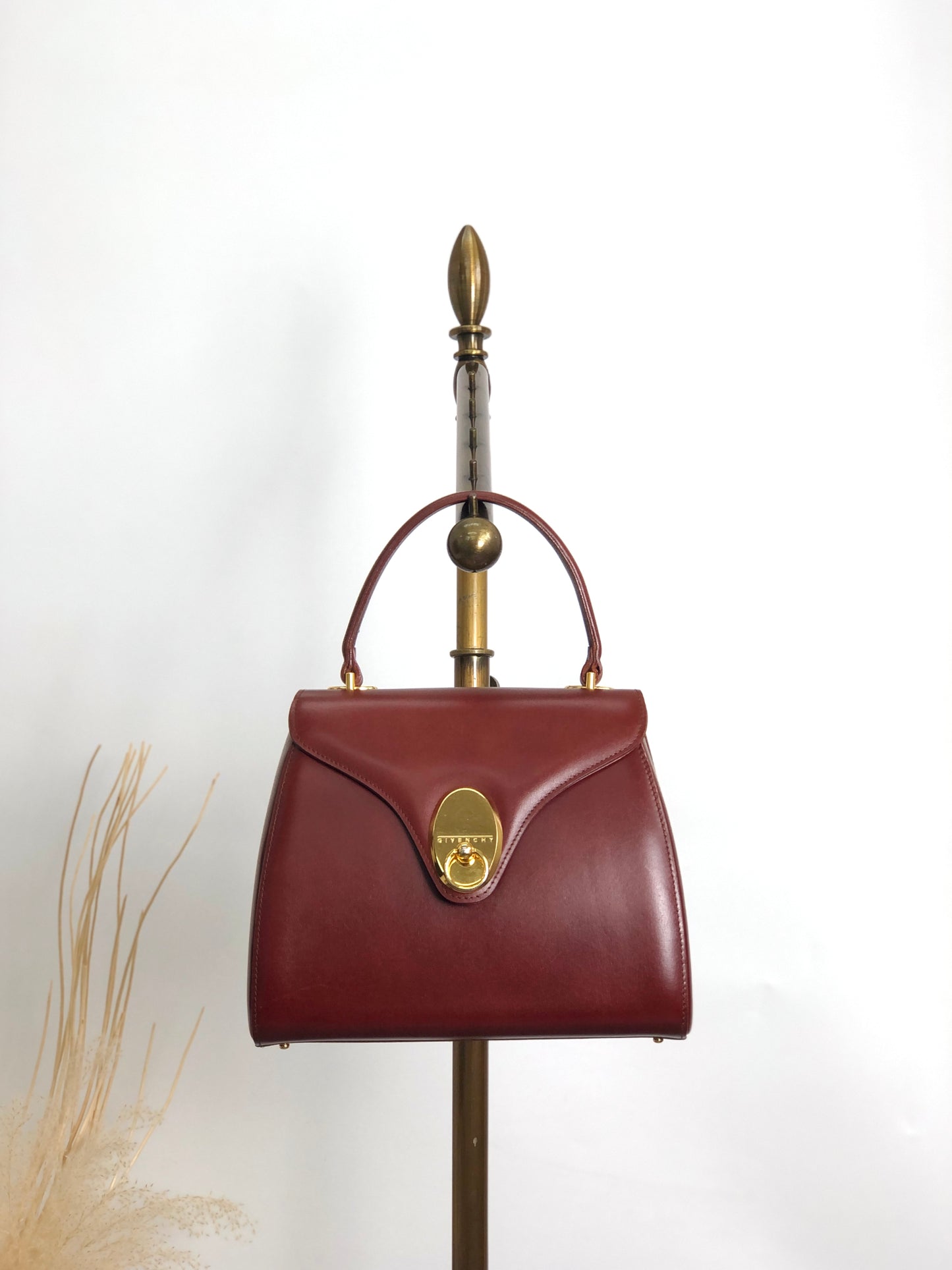 GIVENCHY Gancini 頂部手把手袋 棕色 復古 rguu25