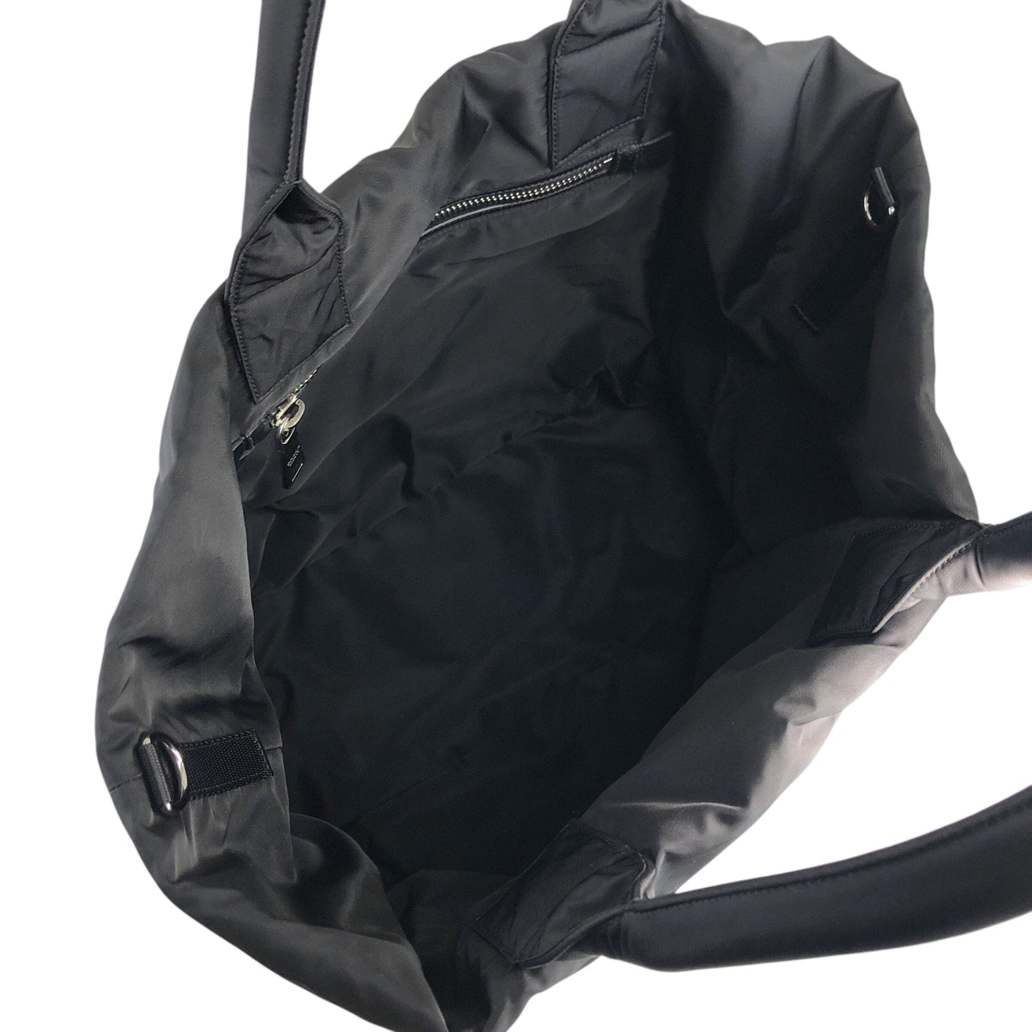 PRADA Triangle Logo Front Zipper Handbag Black Vintage eyn74f