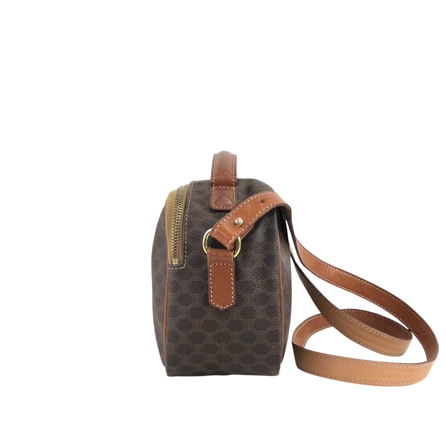 CELINE Macadam Blason Two-way Handbag Shoulder bag Brown Vintage 8rtyi2