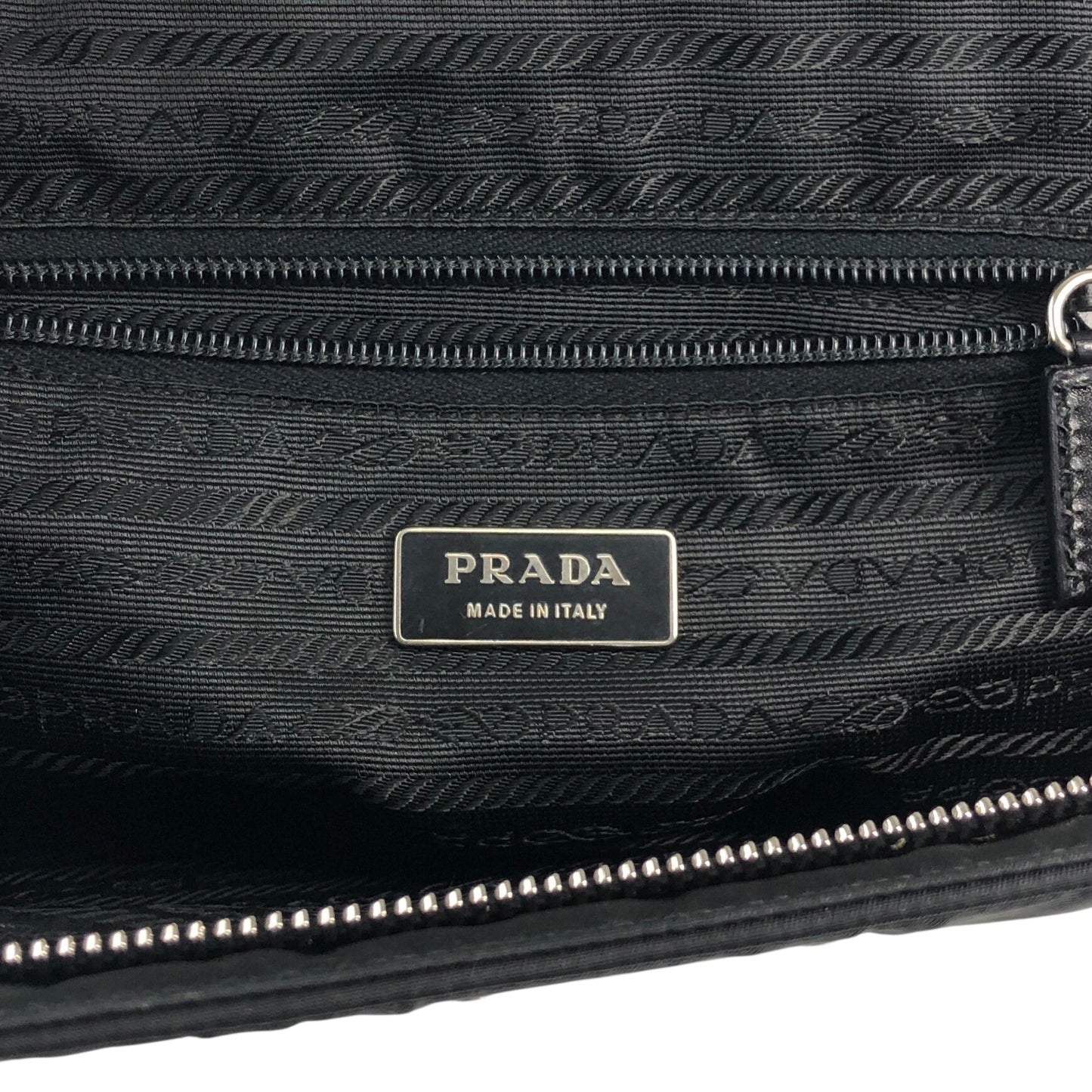PRADA Tessuto Triangle Logo Handbag Black Vintage zzietj