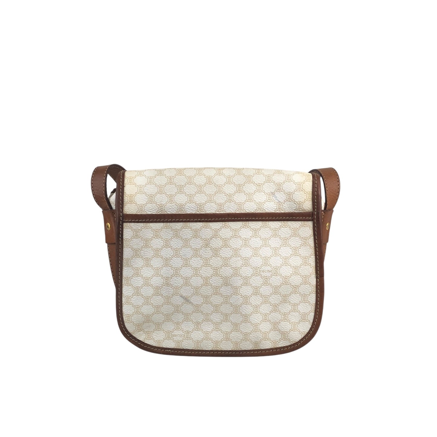 CELINE Macadam Blason Front Buckle Shoulder bag White Vintage s4pk6f