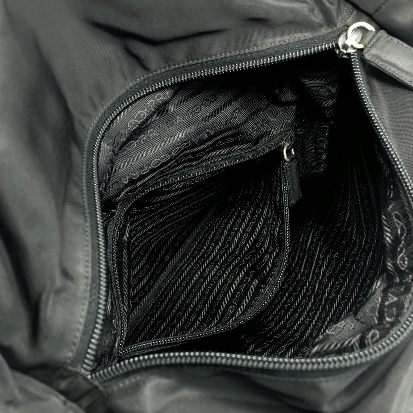 PRADA Triangle Logo Totebag Black Vintage efichx