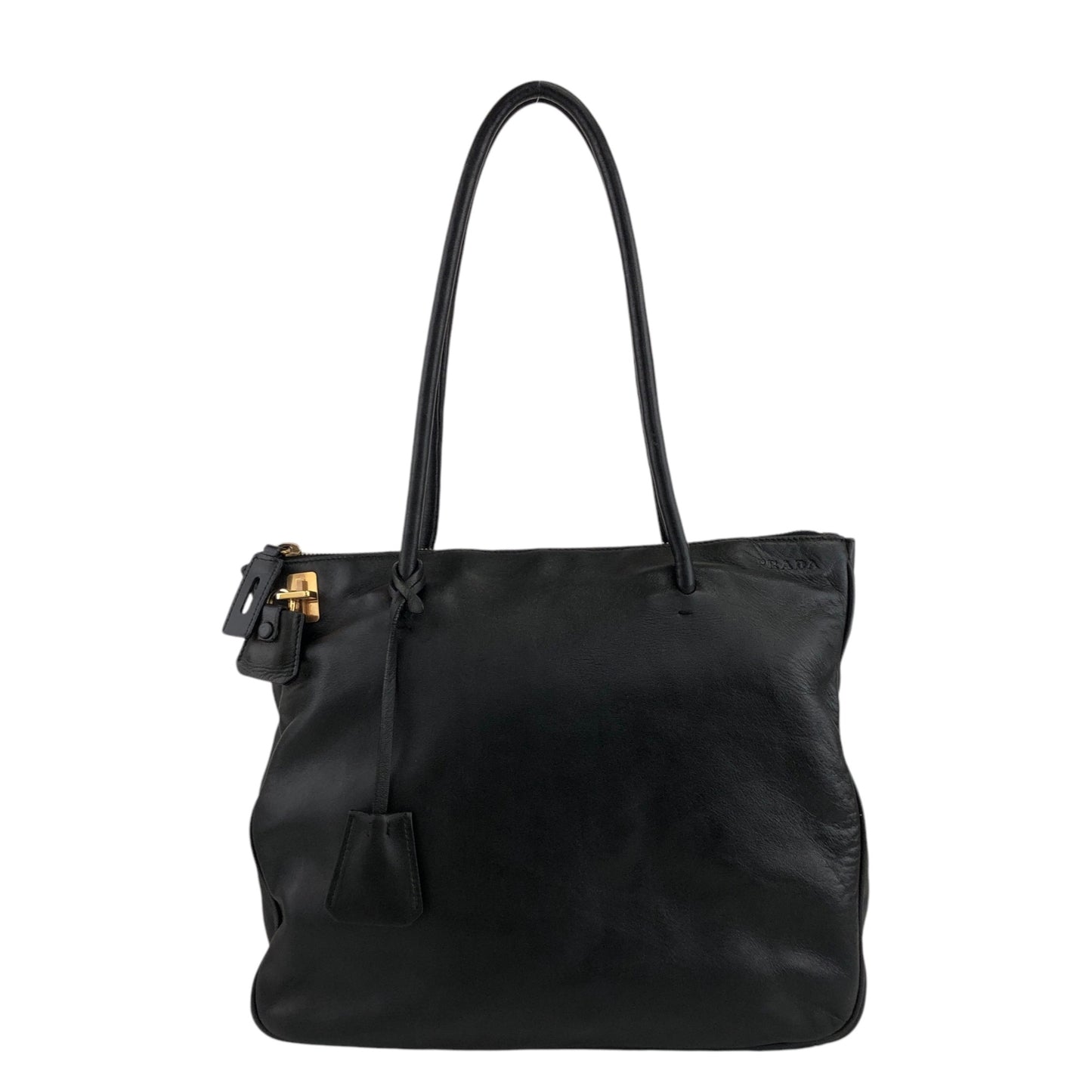 PRADA Logo Embossed Totebag Black Vintage r7ii2c