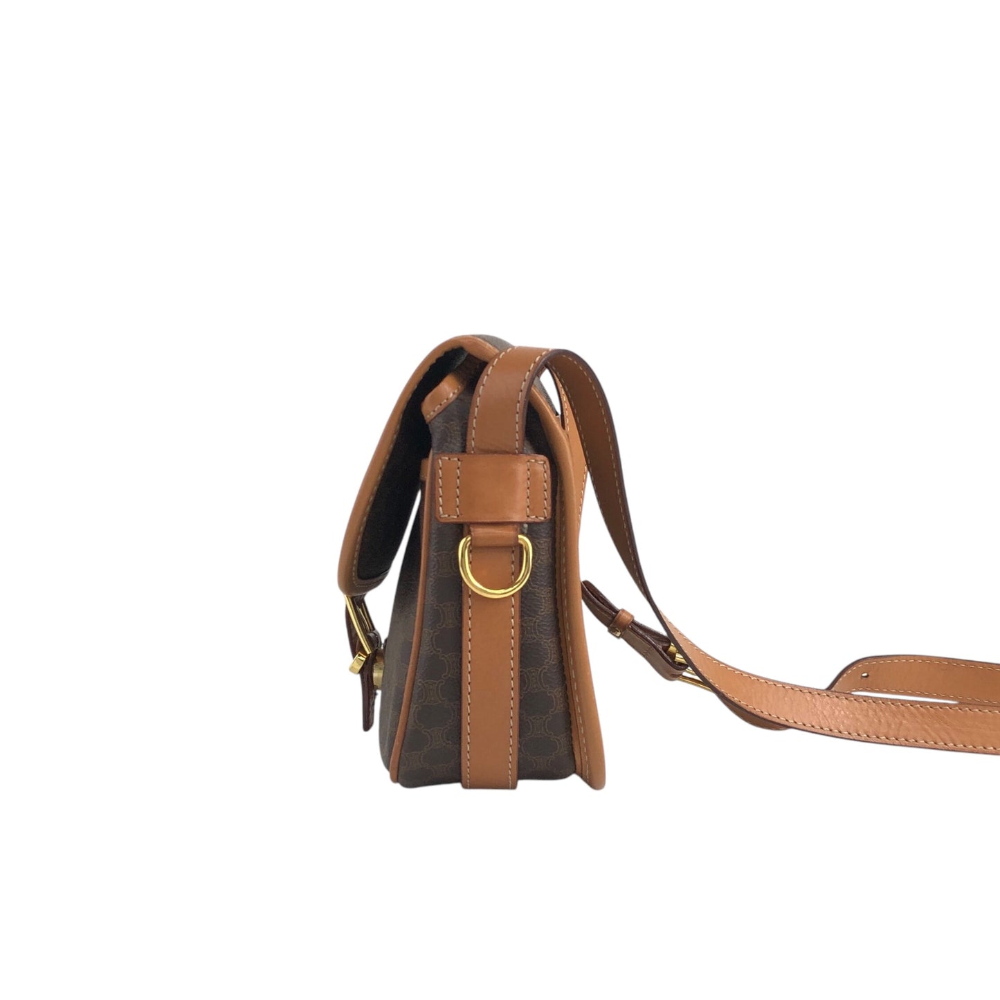 CELINE Macadam Front Buckle Shoulder bag Brown Vintage r3ukfi