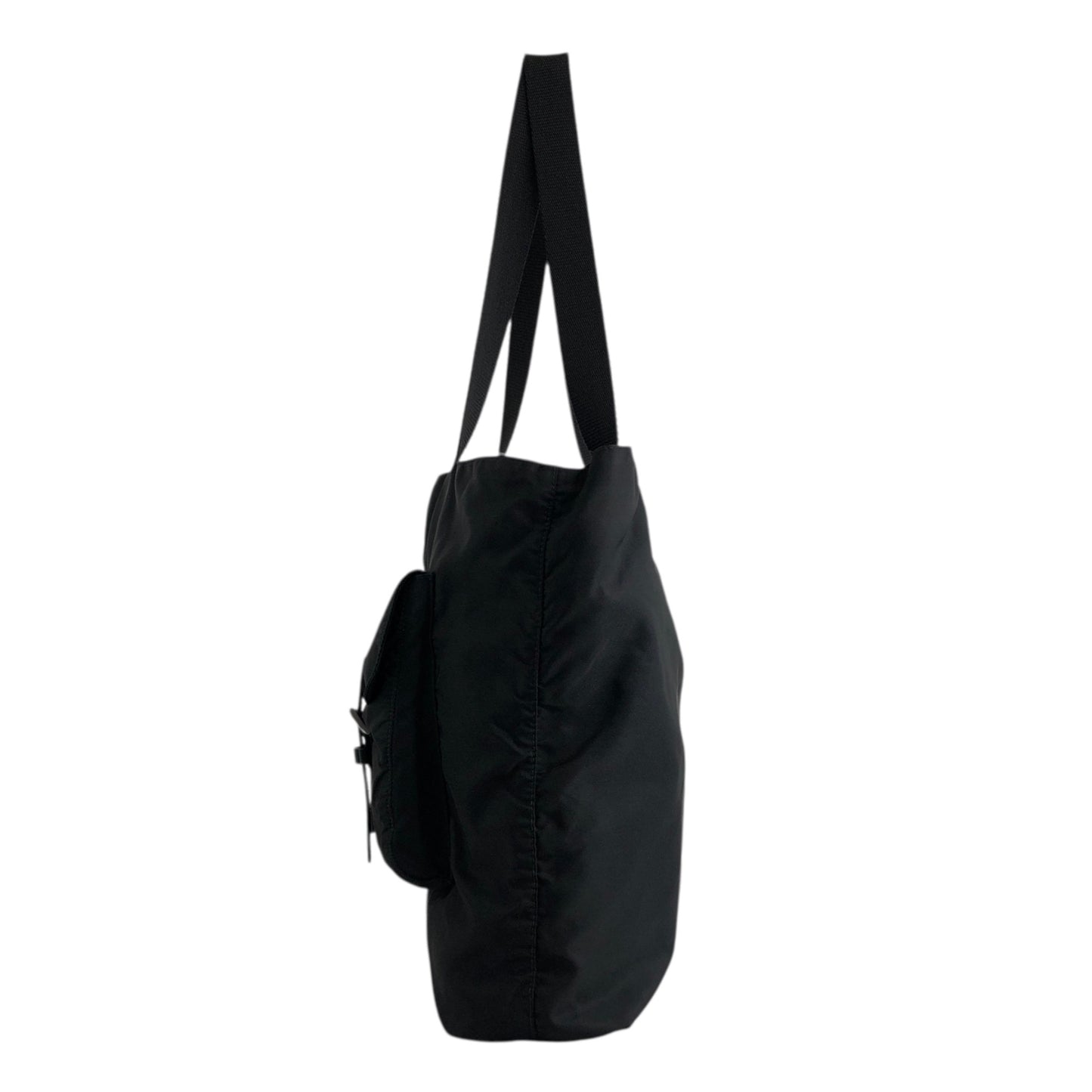 PRADA Triangle Logo Double Pocket Totebag Black Vintage ezms23
