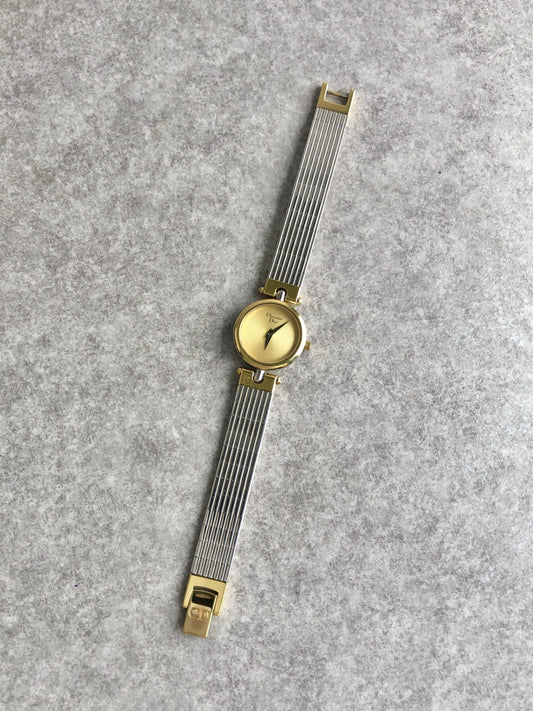 Christian Dior Logo Quartz Watch Silver×Gold 3025 Vintage xexzcz