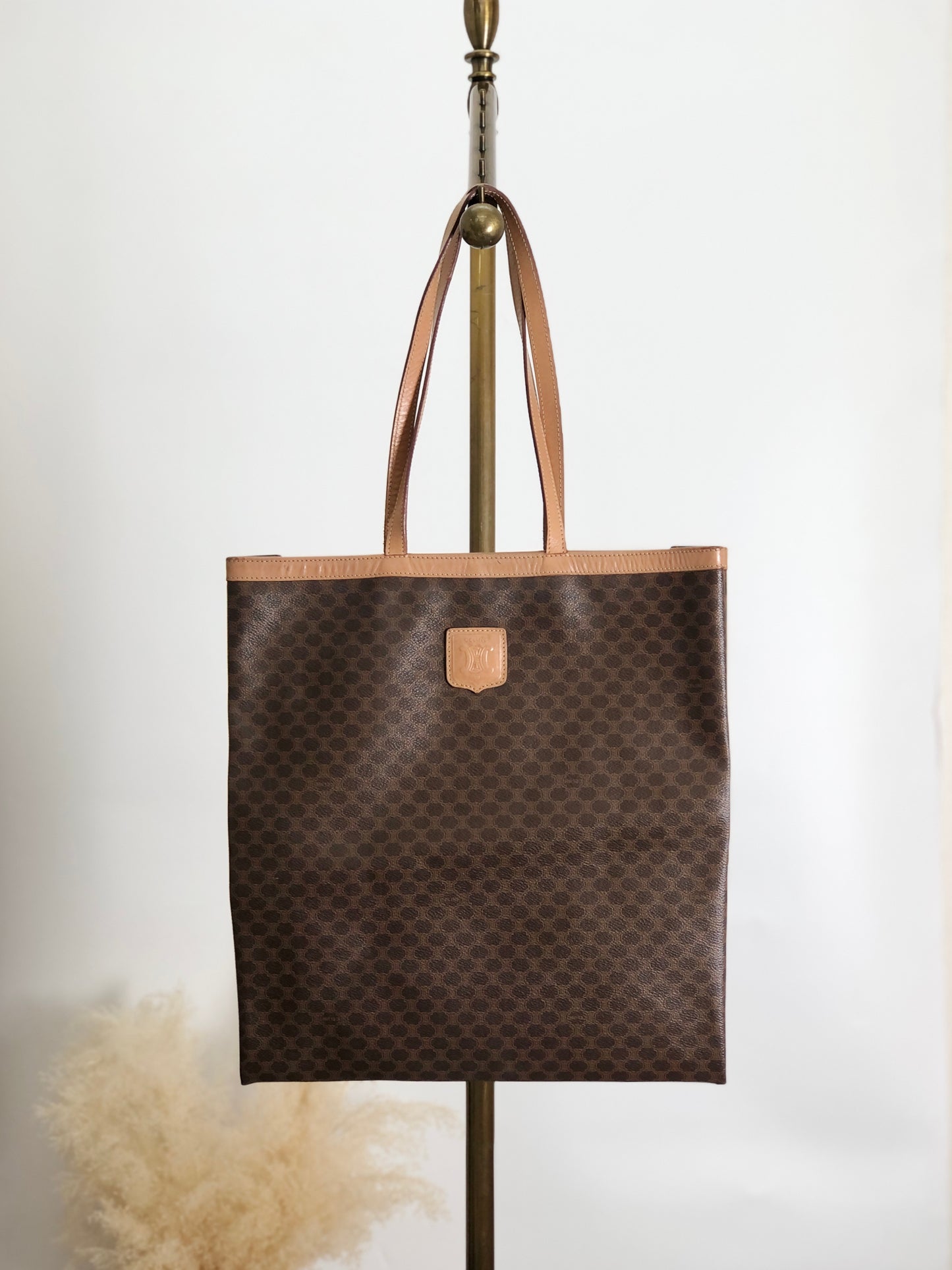 CELINE Macadam Blason Handbag Totebag Brown Vintage fpujkf