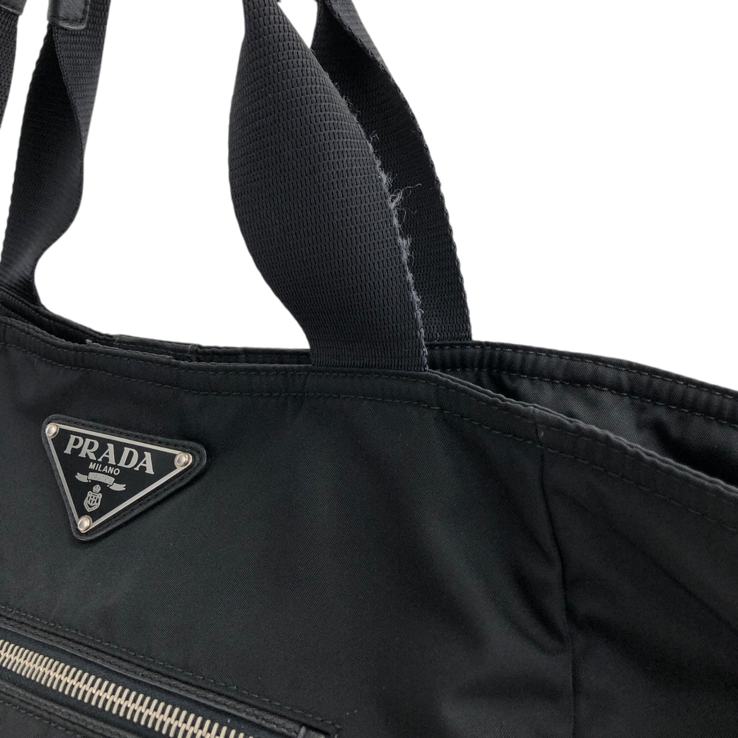 PRADA Triangle Logo Two-way Handbag Shoulder bag Black Vintage 5t57j2