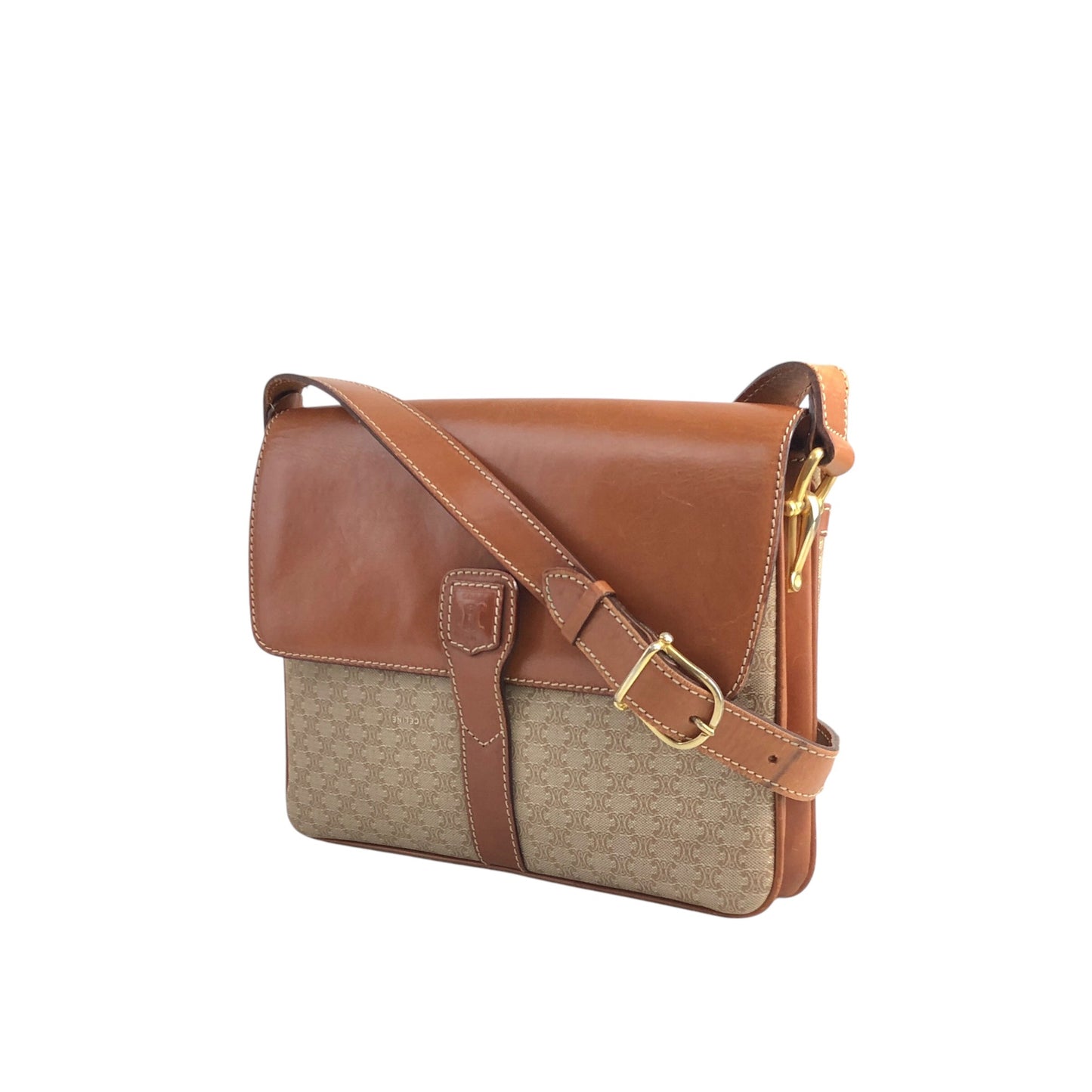 CELINE Macadam Blason Shoulder bag Beige Vintage hwdc65