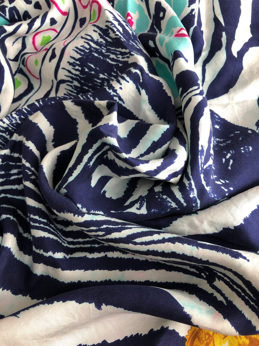 CELINE Triomphe Scarf Navy×White Vintage 44ebte
