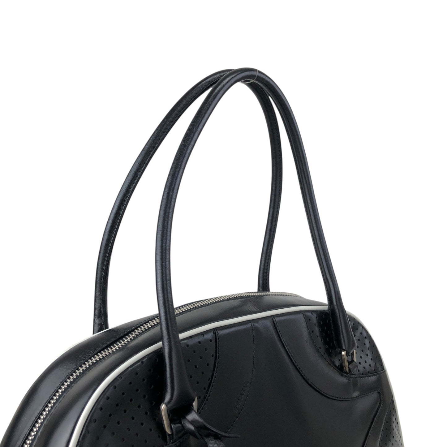 PRADA Padlock Small Boston bag Handbag Black Vintage vcg8wk