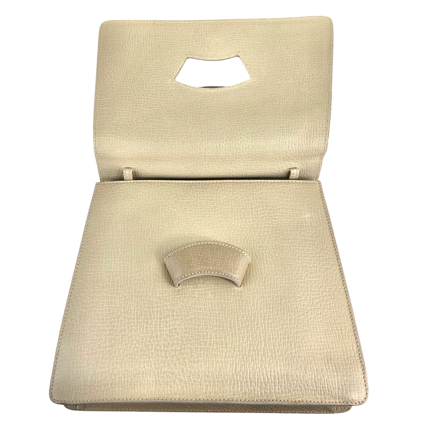 LOEWE Barcelona Bi-color Embossed Leather Handbag Beige Vintage esxncn
