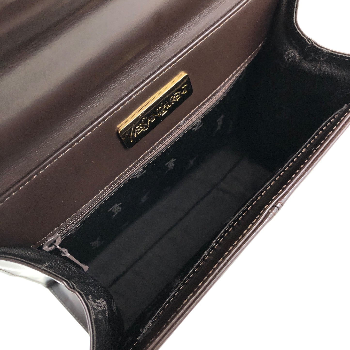 Yves Saint Laurent YSL Logo Top Handle Handbag Brown Vintage 3bhgkg