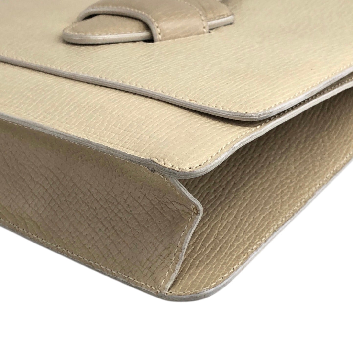 LOEWE Barcelona Bi-color Embossed Leather Handbag Beige Vintage esxncn