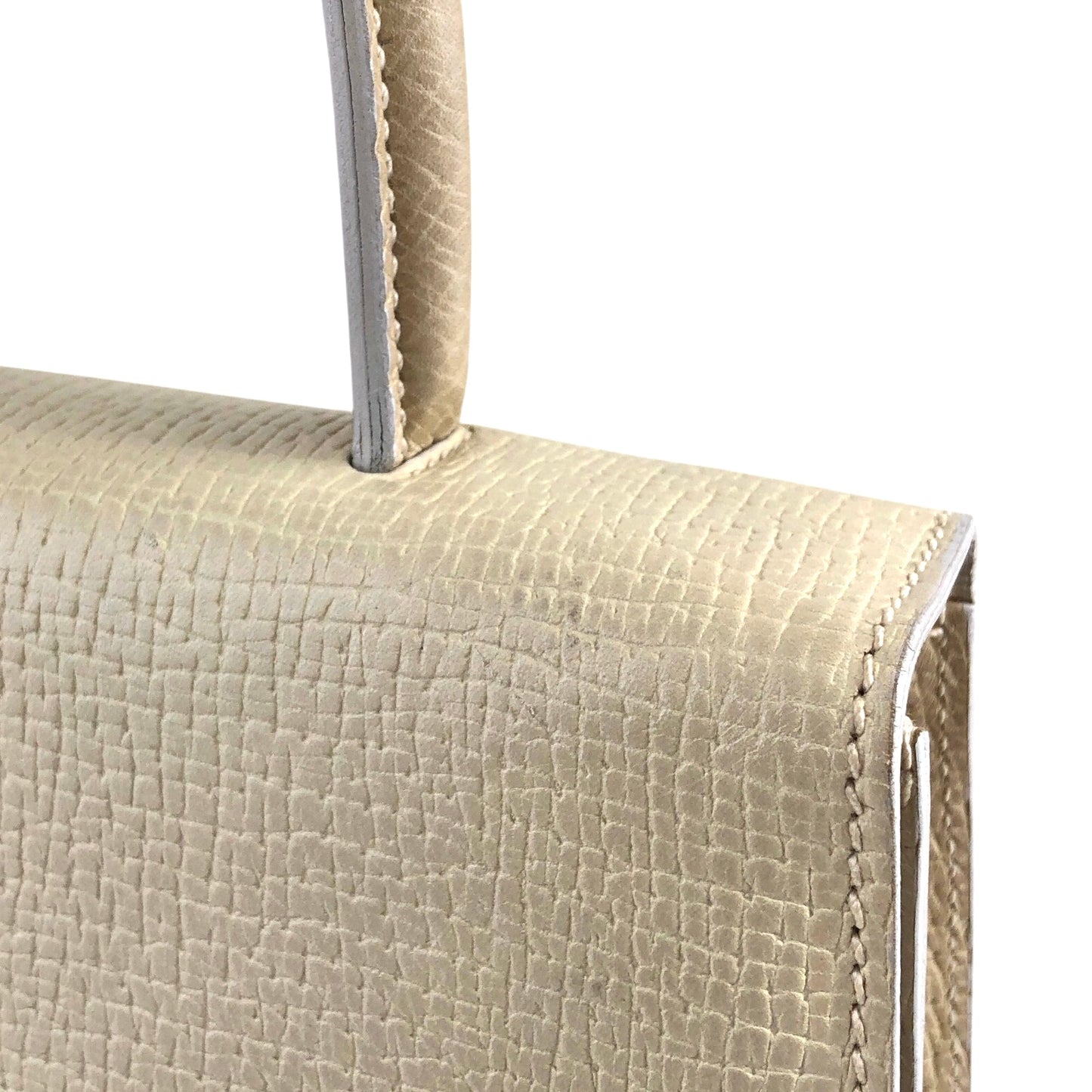 LOEWE Barcelona Bi-color Embossed Leather Handbag Beige Vintage esxncn