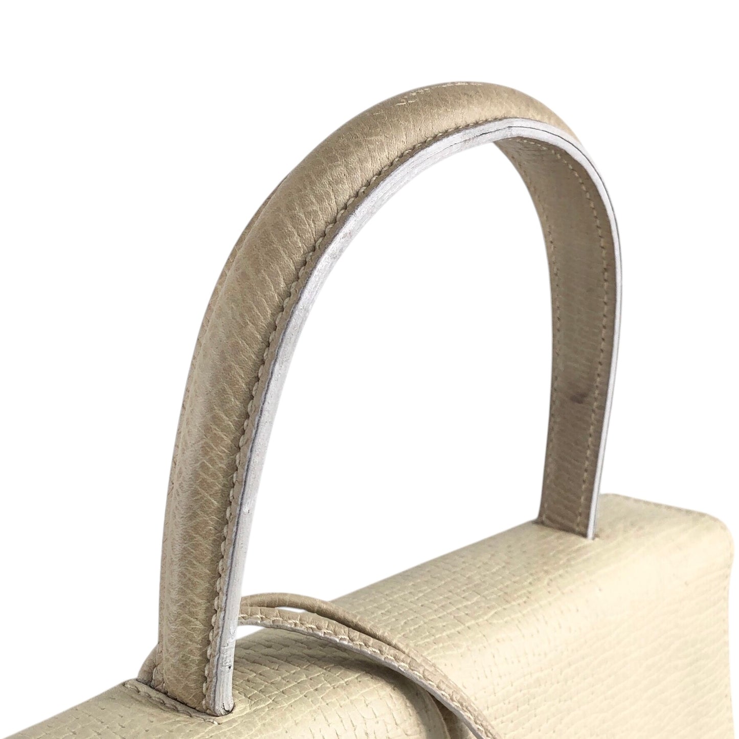 LOEWE Barcelona Bi-color Embossed Leather Handbag Beige Vintage esxncn