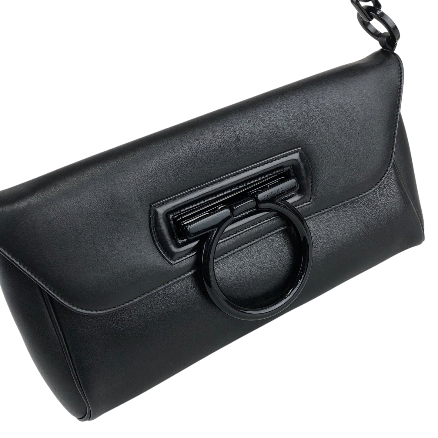 Salvatore Ferragamo Gancini 單肩包 Hobobag 黑色 復古 5vrh26