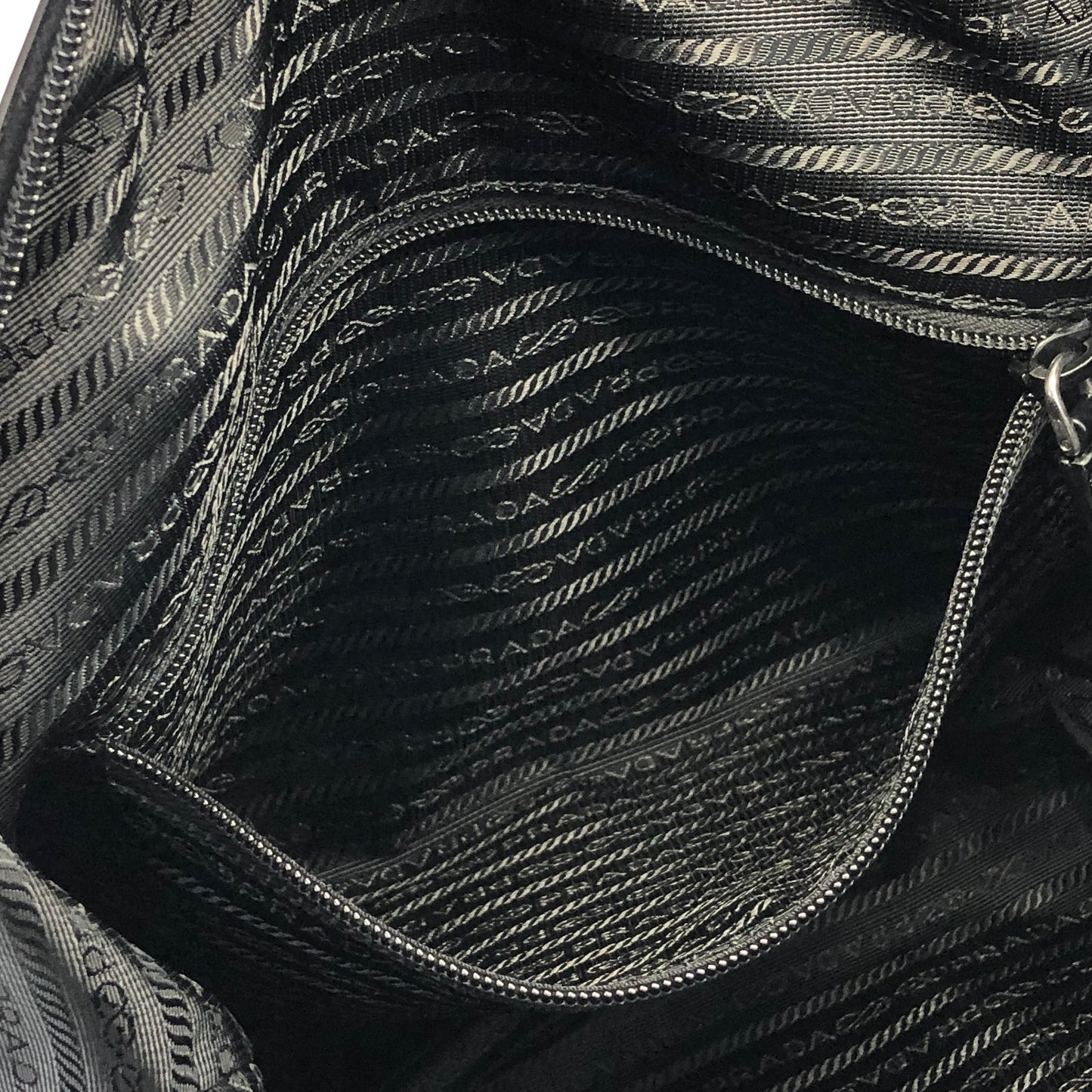 PRADA Triangle Logo Nylon Handbag Boston bag Black Vintage aki77w