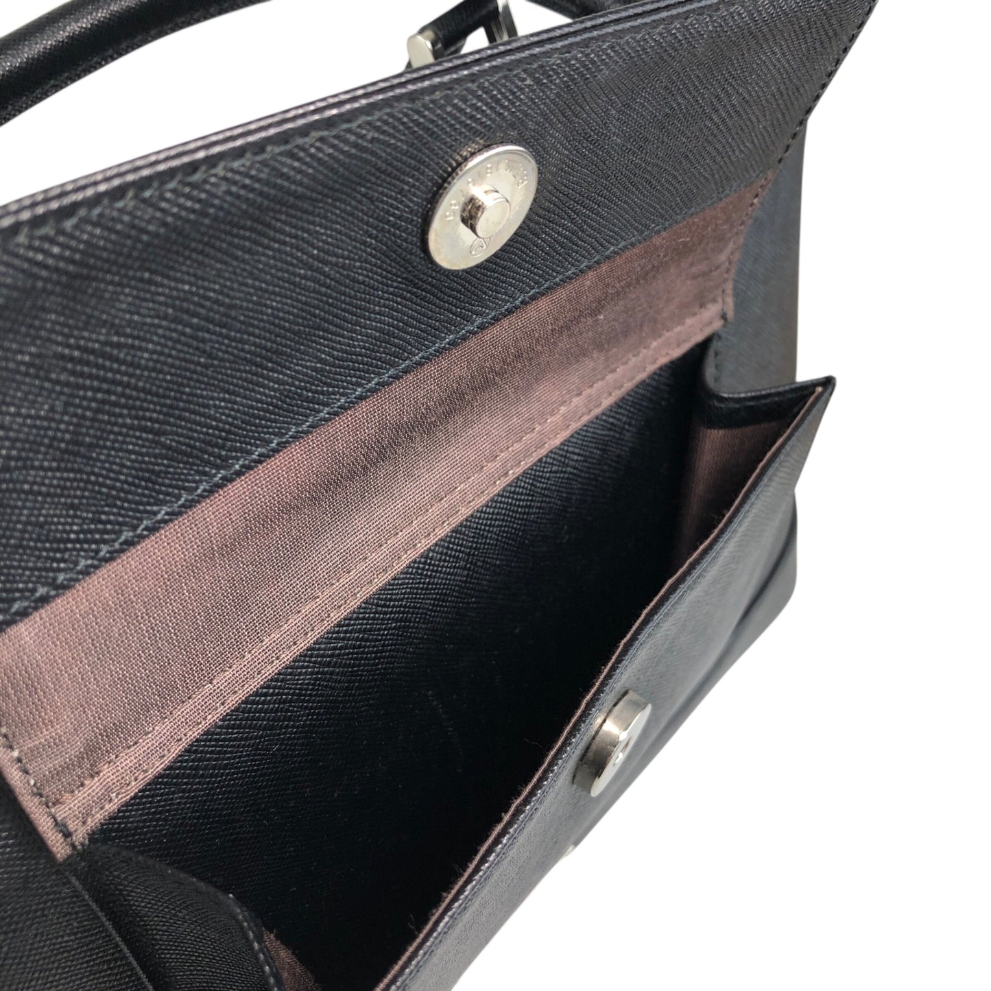 BURBERRY Front Pocket Handbag Black Vintage h2h7ny