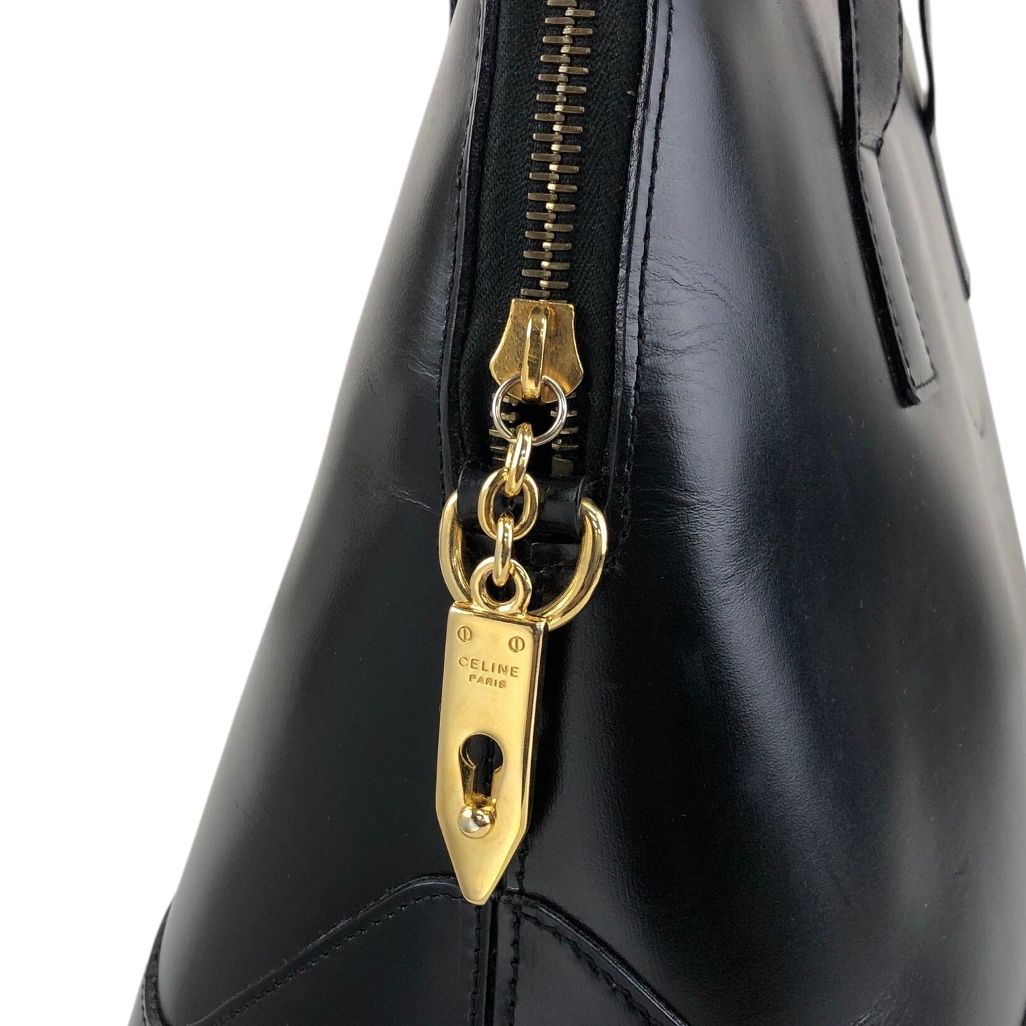 CELINE Two-way Handbag Shoulder bag Black Vintage 4ntwjy