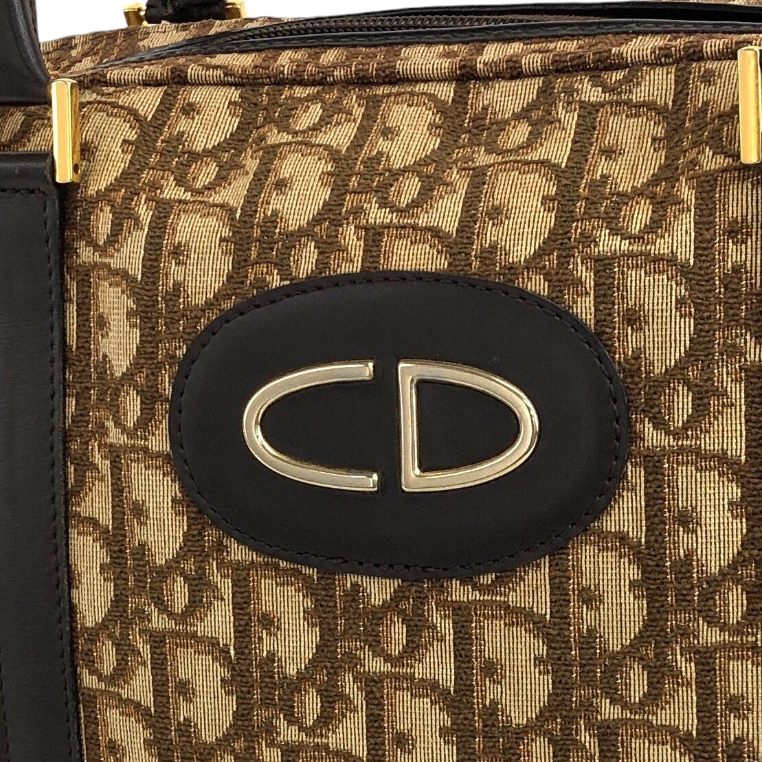 Christian Dior Trotter CD Logo Handbag Boston bag Beige Vintage cse2xn