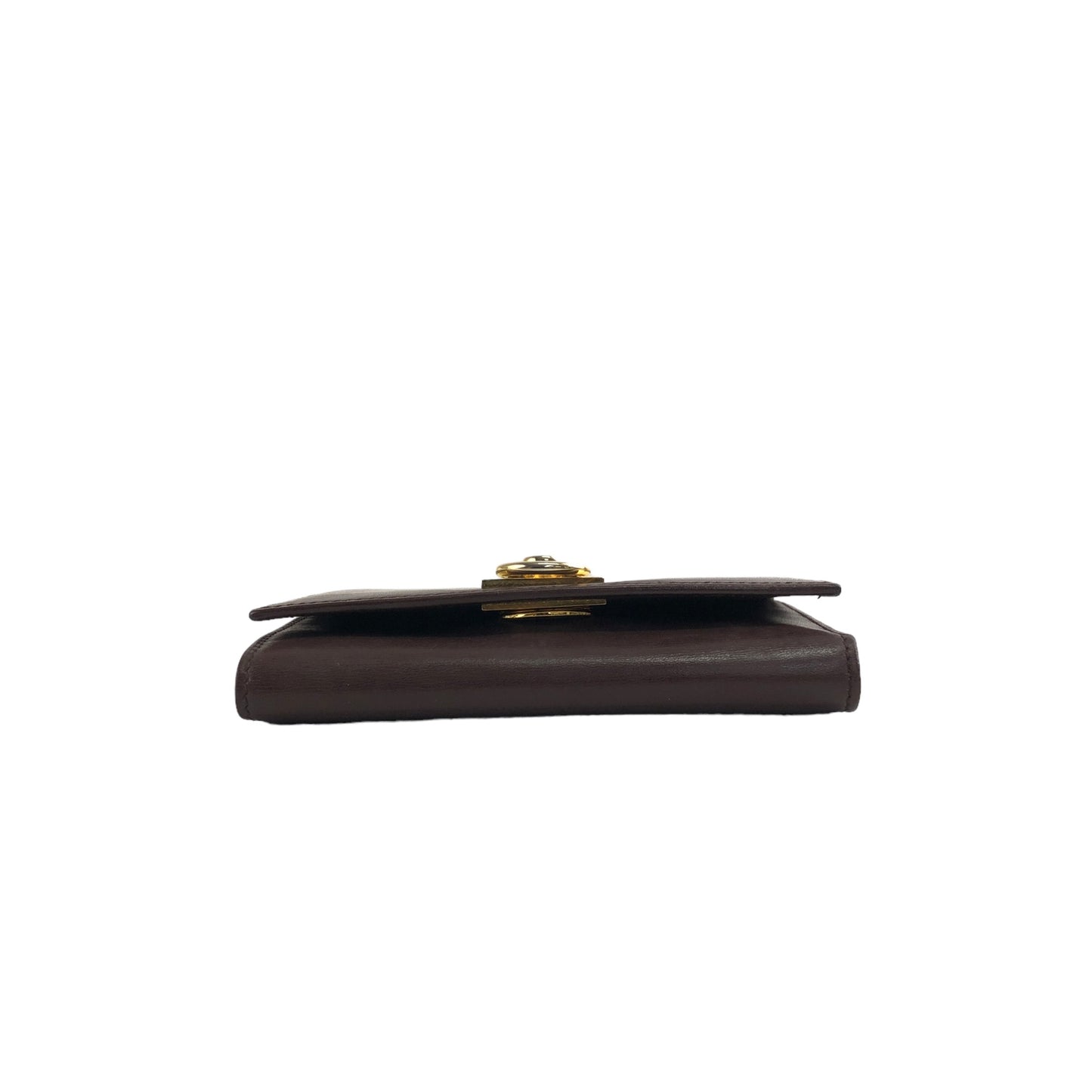 CELINE Gancini Trifold Wallet Brown Vintage 5ijktw