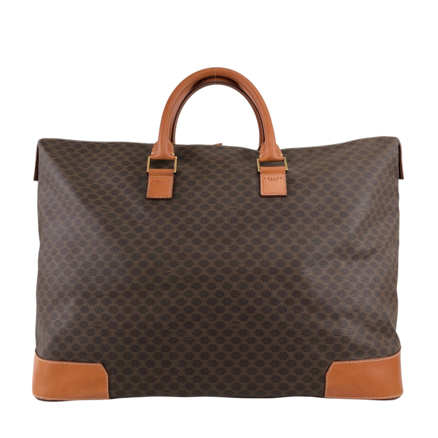 CELINE Macadam Handbag Boston bag Brown Vintage tj7utz
