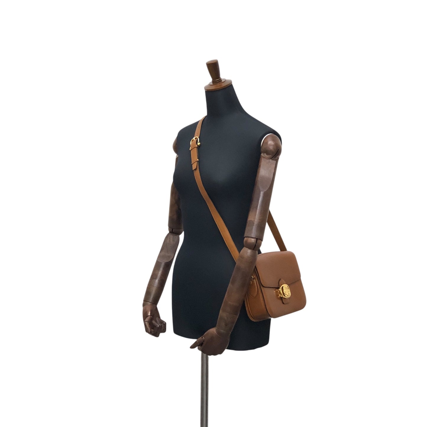 CELINE Emblem Motif Shoulder bag Camel Vintage 4zs7bs