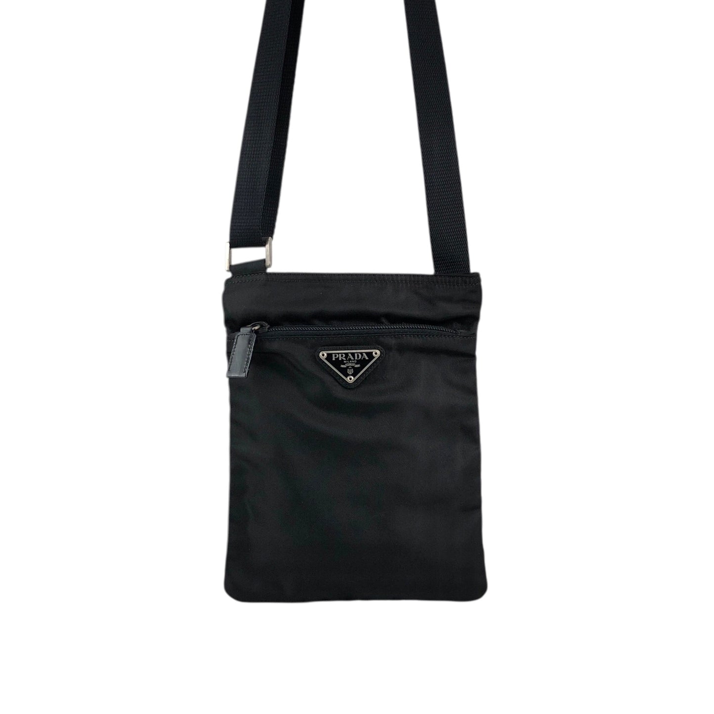PRADA Tessuto Triangle Logo Shoulder bag Black Vintage upcrup