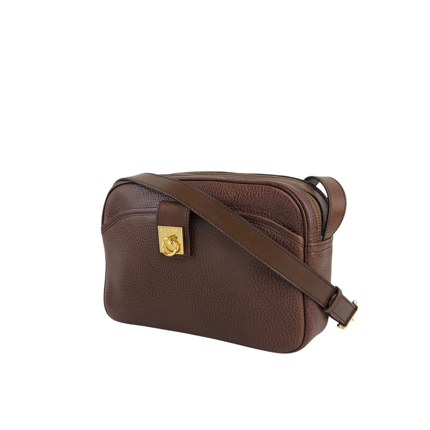 CELINE Gancini Shoulder bag Brown Vintage xdbhnp