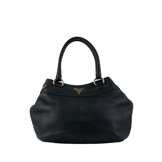 PRADA Logo Handbag Totebag Black Vintage 3ksgpr