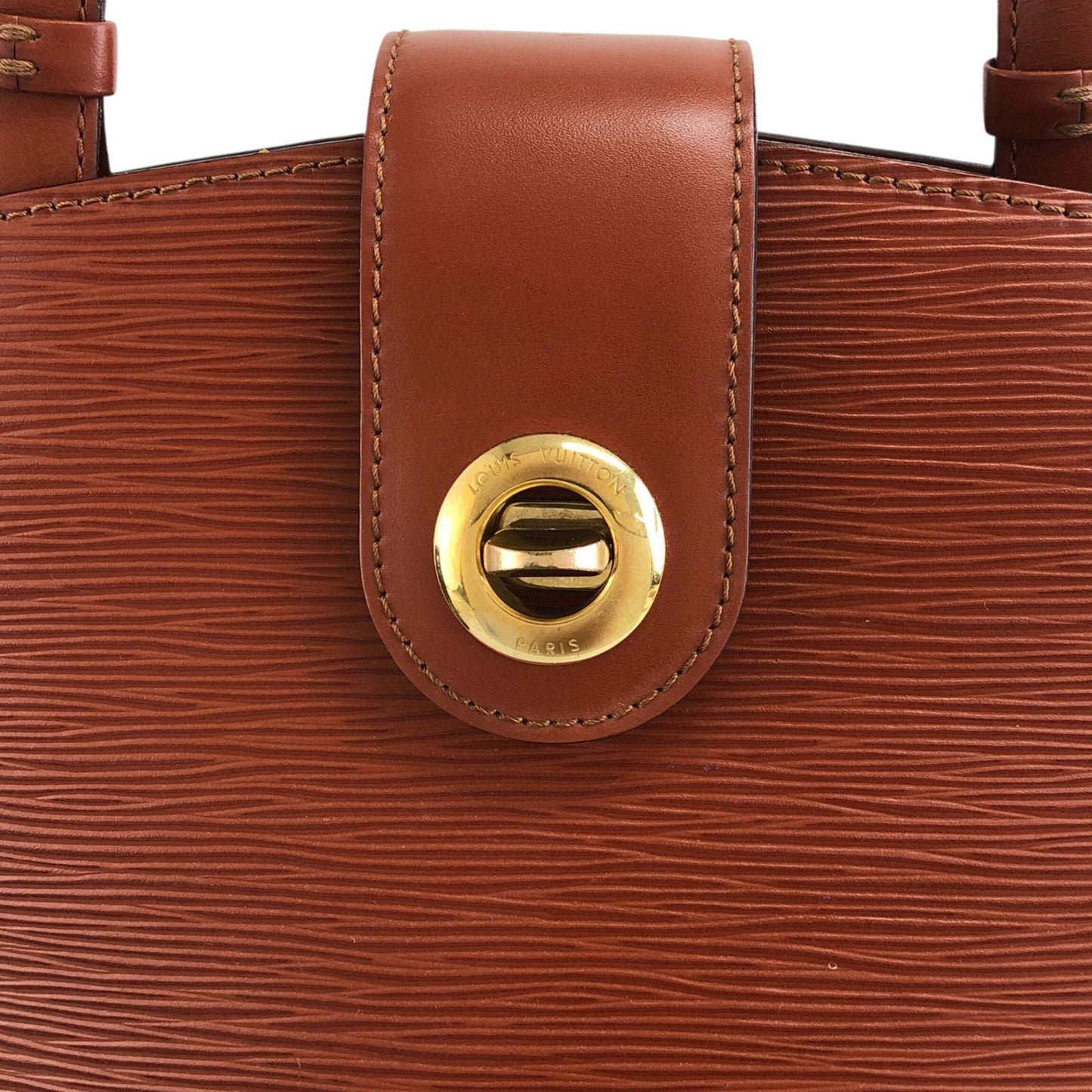 LOUIS VUITTON Epi Turn Lock Shoulder bag Brown Vintage fn4d5c