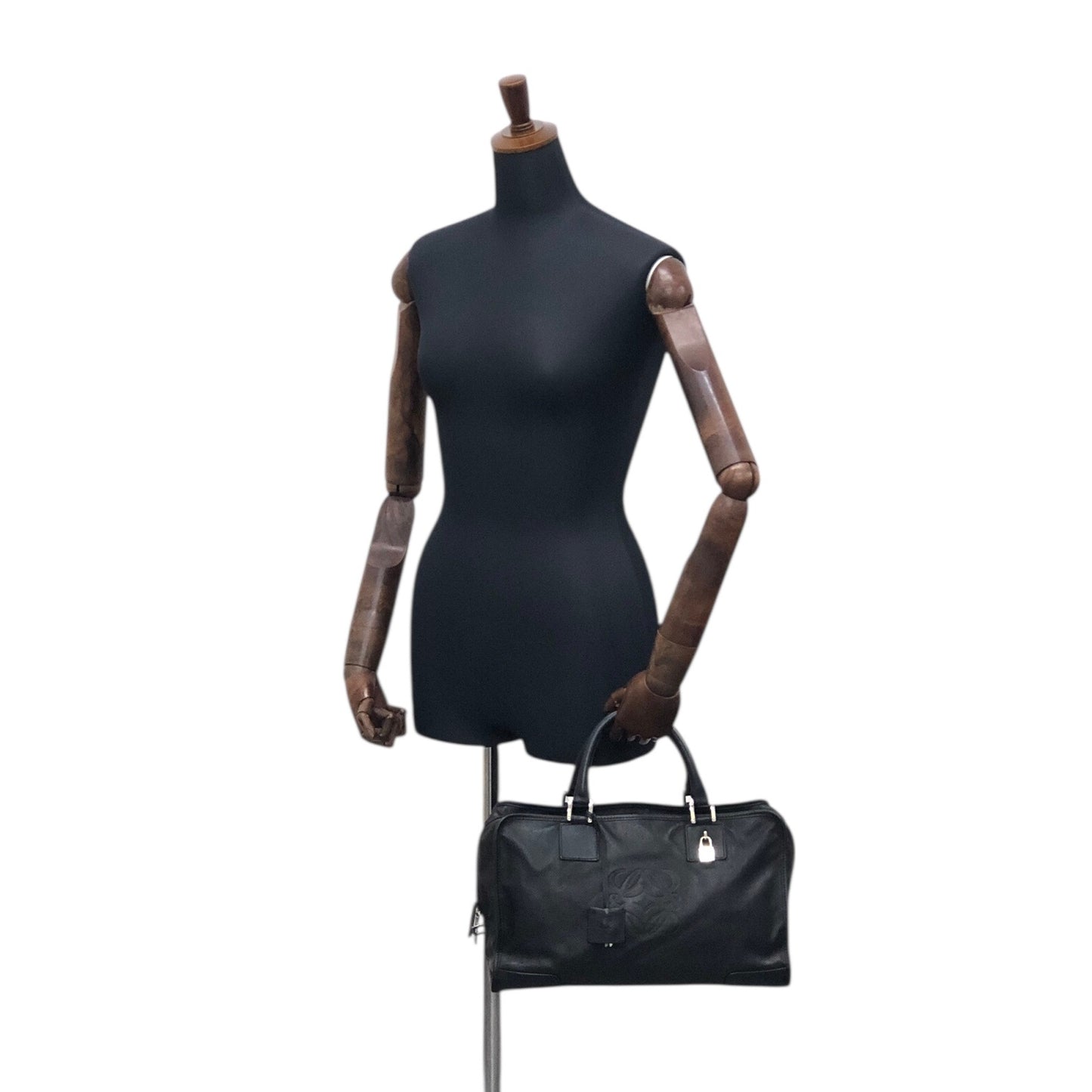 LOEWE Amazona36 Anagram Handbag Boston bag Black Vintage eackzj