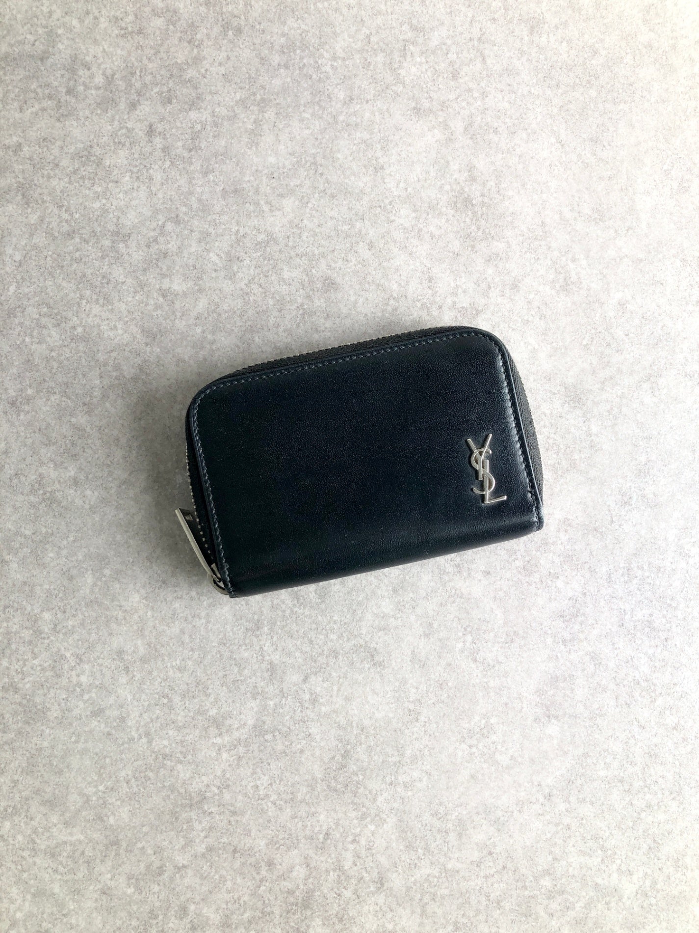 Yves Saint Laurent YSL Logo Coin Purse Black Vintage tpc6gd