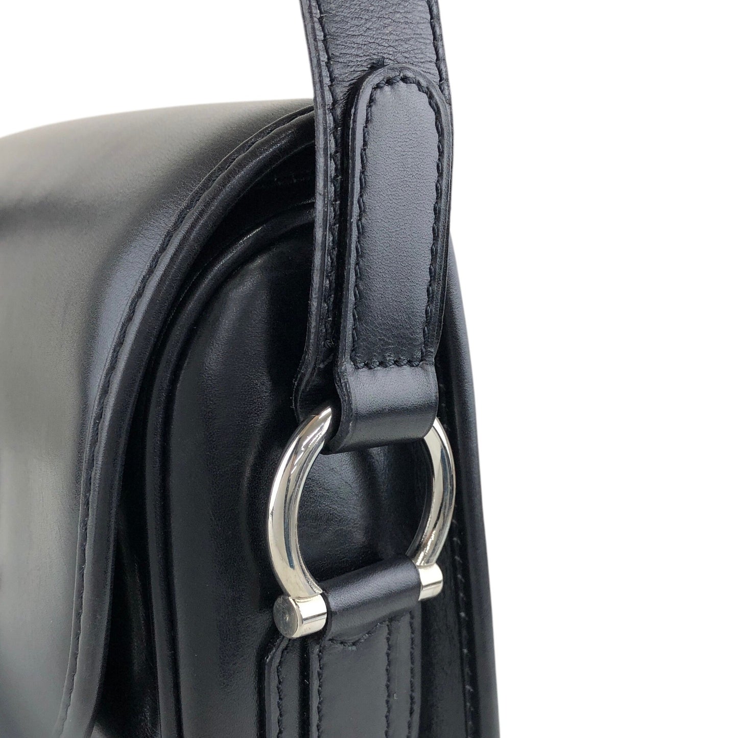 CELINE Front Buckle Shoulder bag Black Vintage 3nhdaw